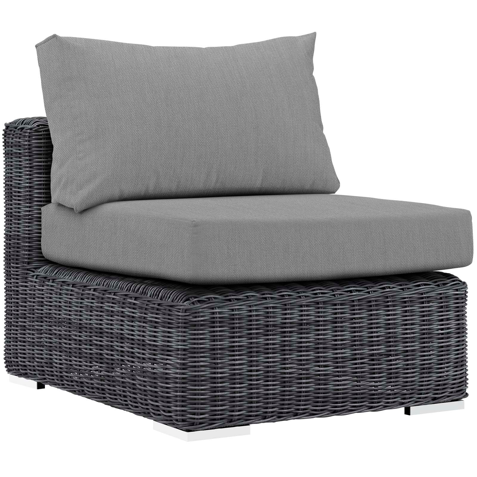 Modway Outdoor Conversation Sets - Summon 5 Piece Outdoor Patio Sectional Set Canvas Gray