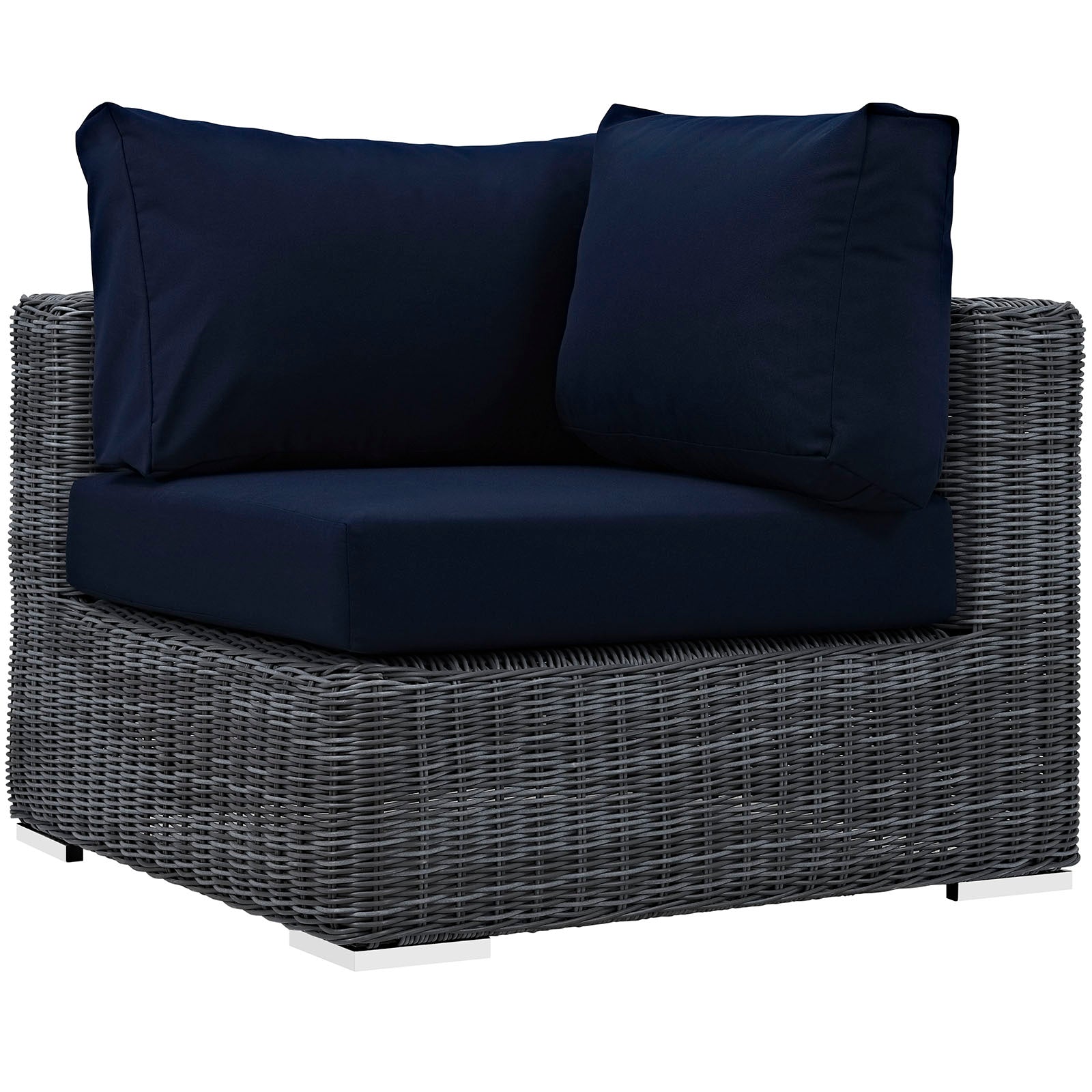 Modway Outdoor Conversation Sets - Summon 5 Piece Outdoor Patio 25" H Sunbrella Sectional Set Canvas Navy