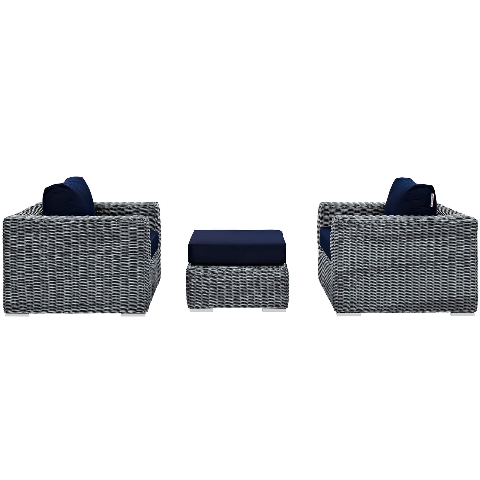 Modway Outdoor Conversation Sets - Summon 3 Piece Outdoor 113"W Patio Sunbrella Sectional Set Canvas