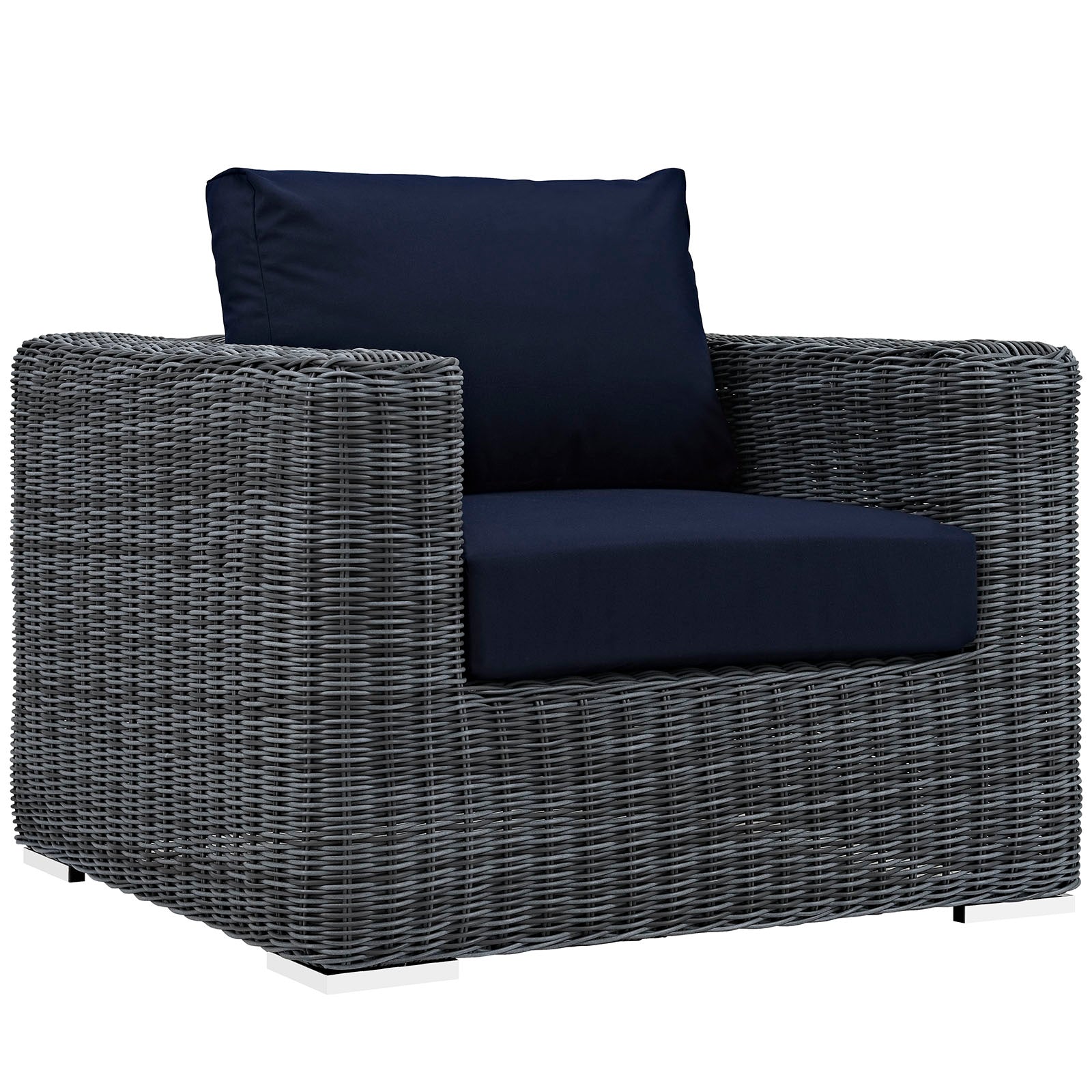 Modway Outdoor Conversation Sets - Summon 3 Piece Outdoor 113"W Patio Sunbrella Sectional Set Canvas