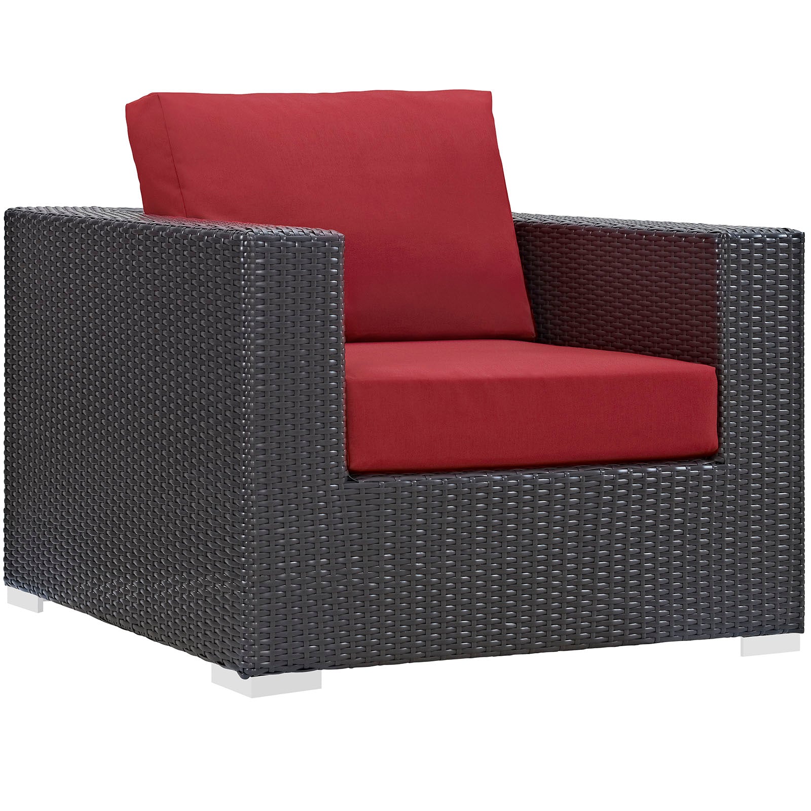 Modway Outdoor Chairs - Convene Outdoor Patio Armchair Espresso Red