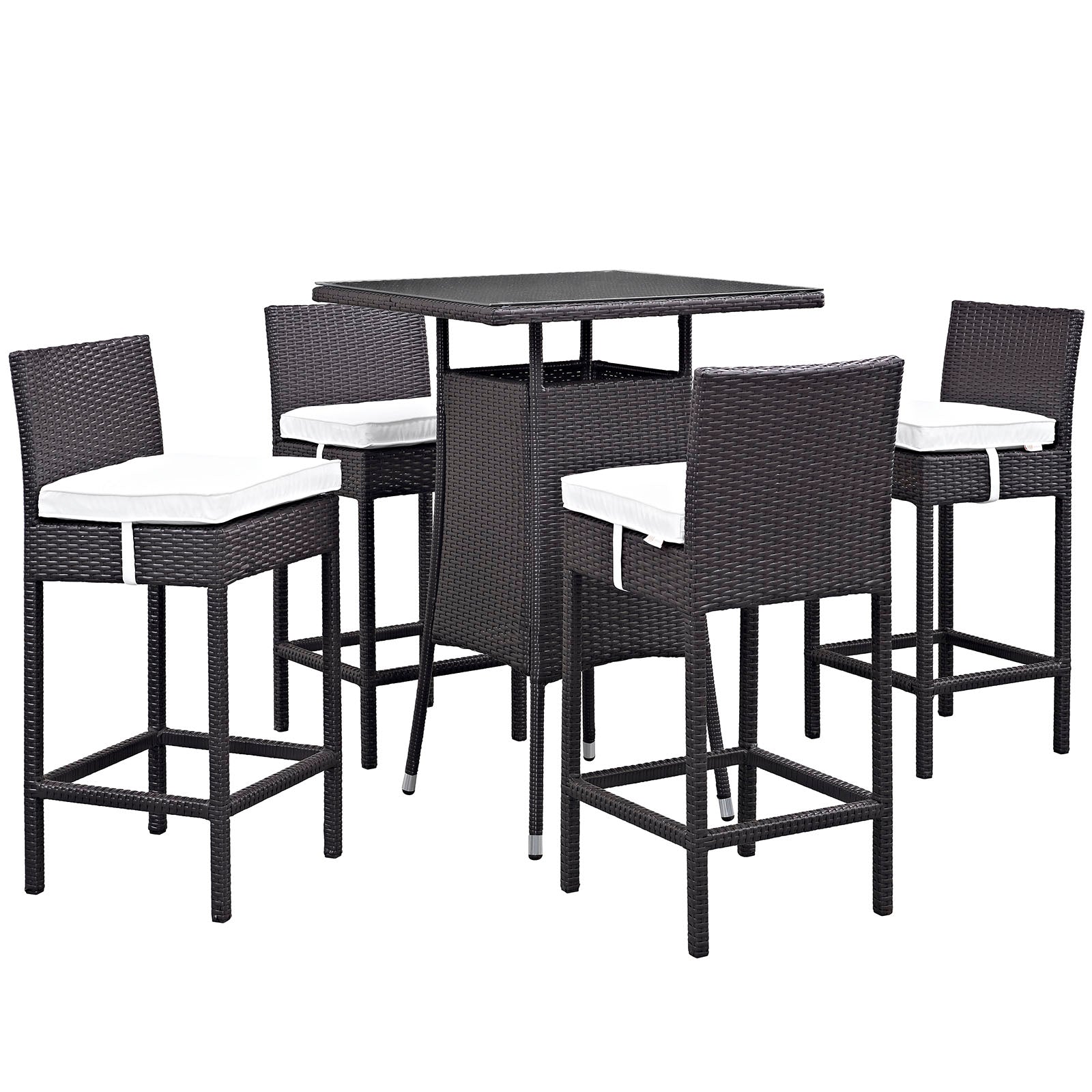 Modway Outdoor Dining Sets - Convene 5 Piece Outdoor Patio Pub Set Espresso White