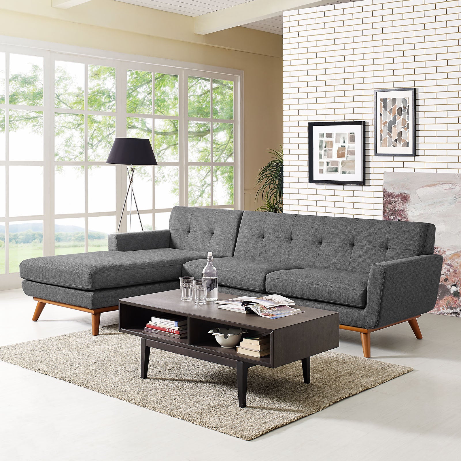 Modway Sectional Sofas - Engage Left Extended Sectional Sofa Gray