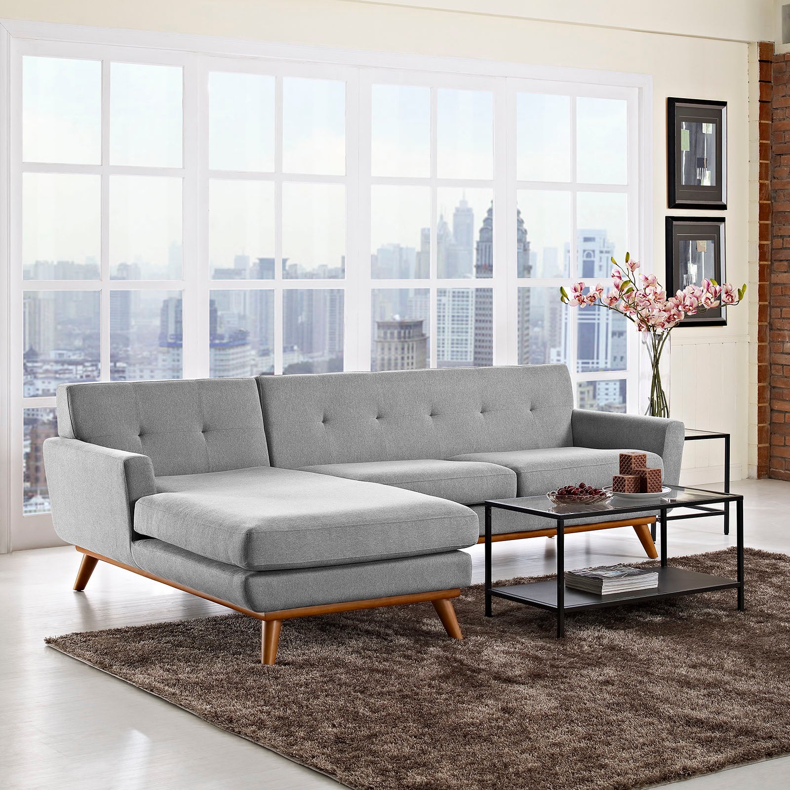 Modway Sectional Sofas - Engage Left-Extended Sectional Sofa Expectation Gray