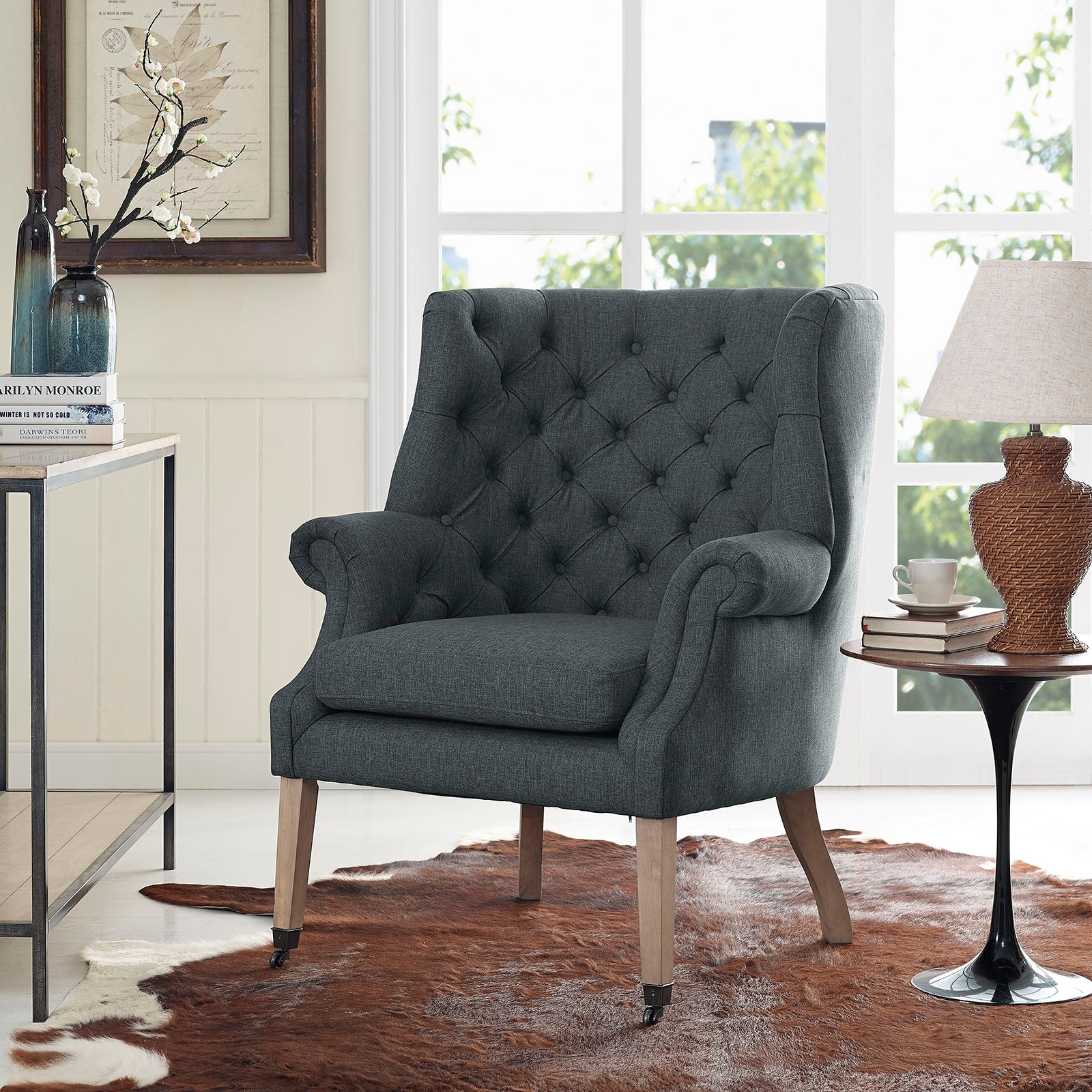 Modway Accent Chairs - Chart Upholstered Fabric Lounge Chair Gray