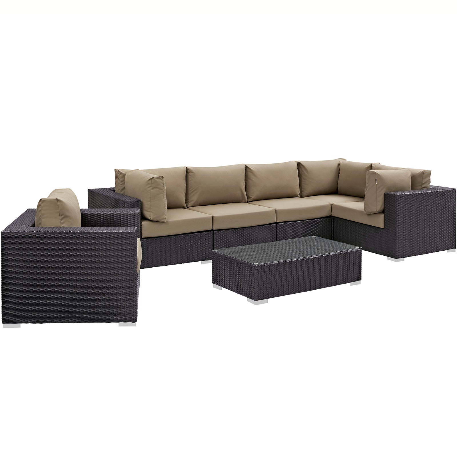 Modway Outdoor Conversation Sets - Convene 7 Piece Outdoor 25.5 " H Patio Sectional Set Espresso Mocha