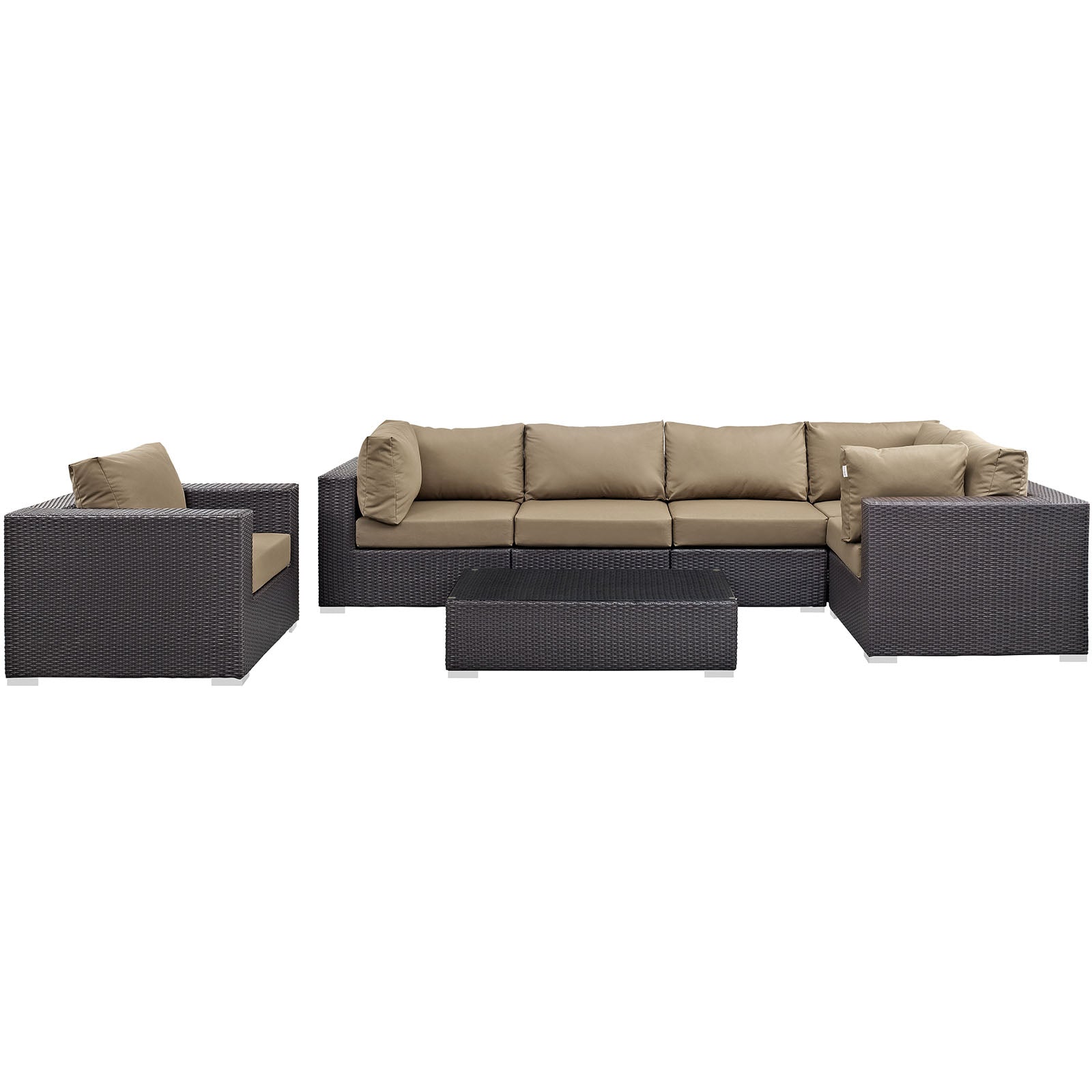 Modway Outdoor Conversation Sets - Convene 7 Piece Outdoor 25.5 " H Patio Sectional Set Espresso Mocha