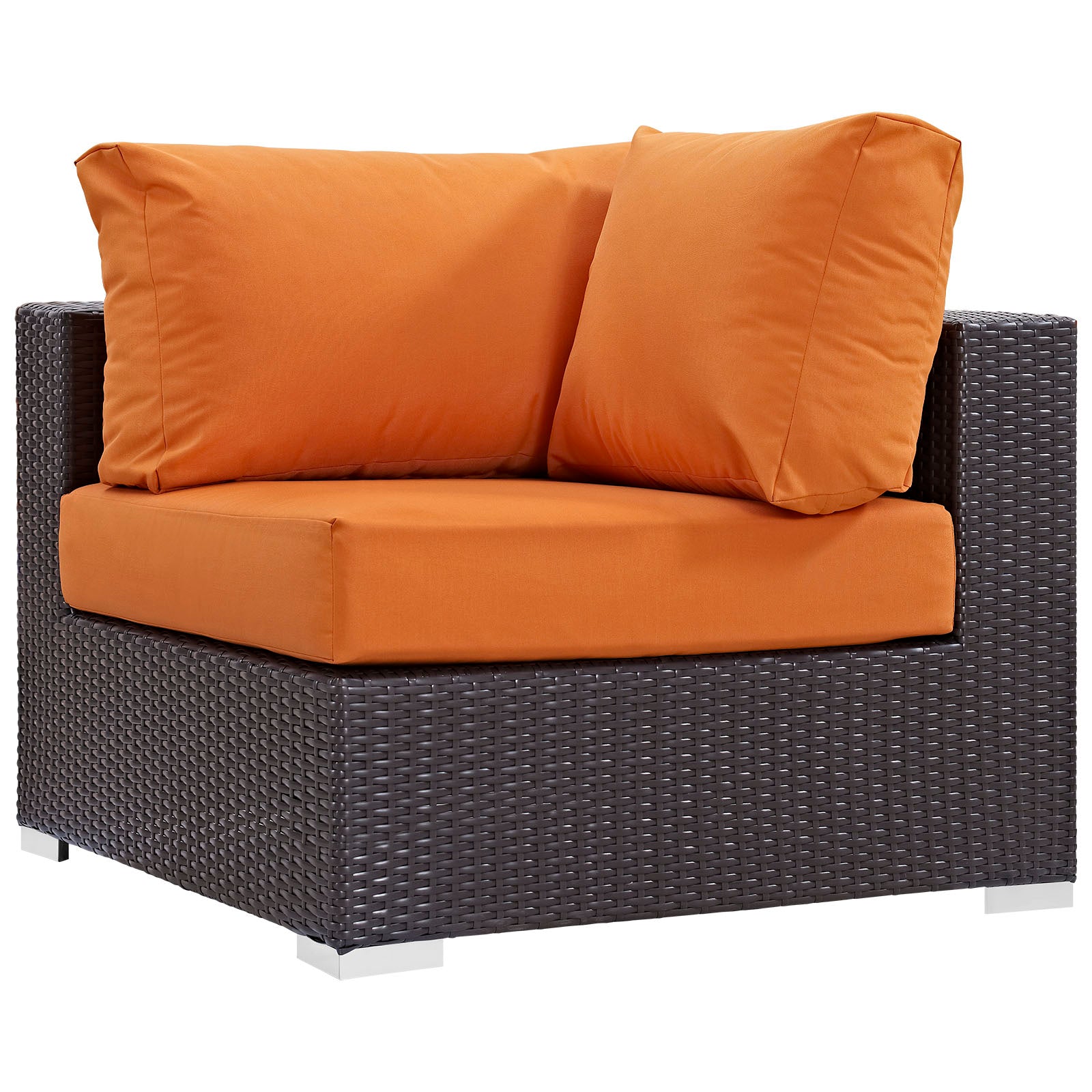 Modway Outdoor Conversation Sets - Convene 7 Piece 167.5" Outdoor Patio Sectional Set Espresso Orange