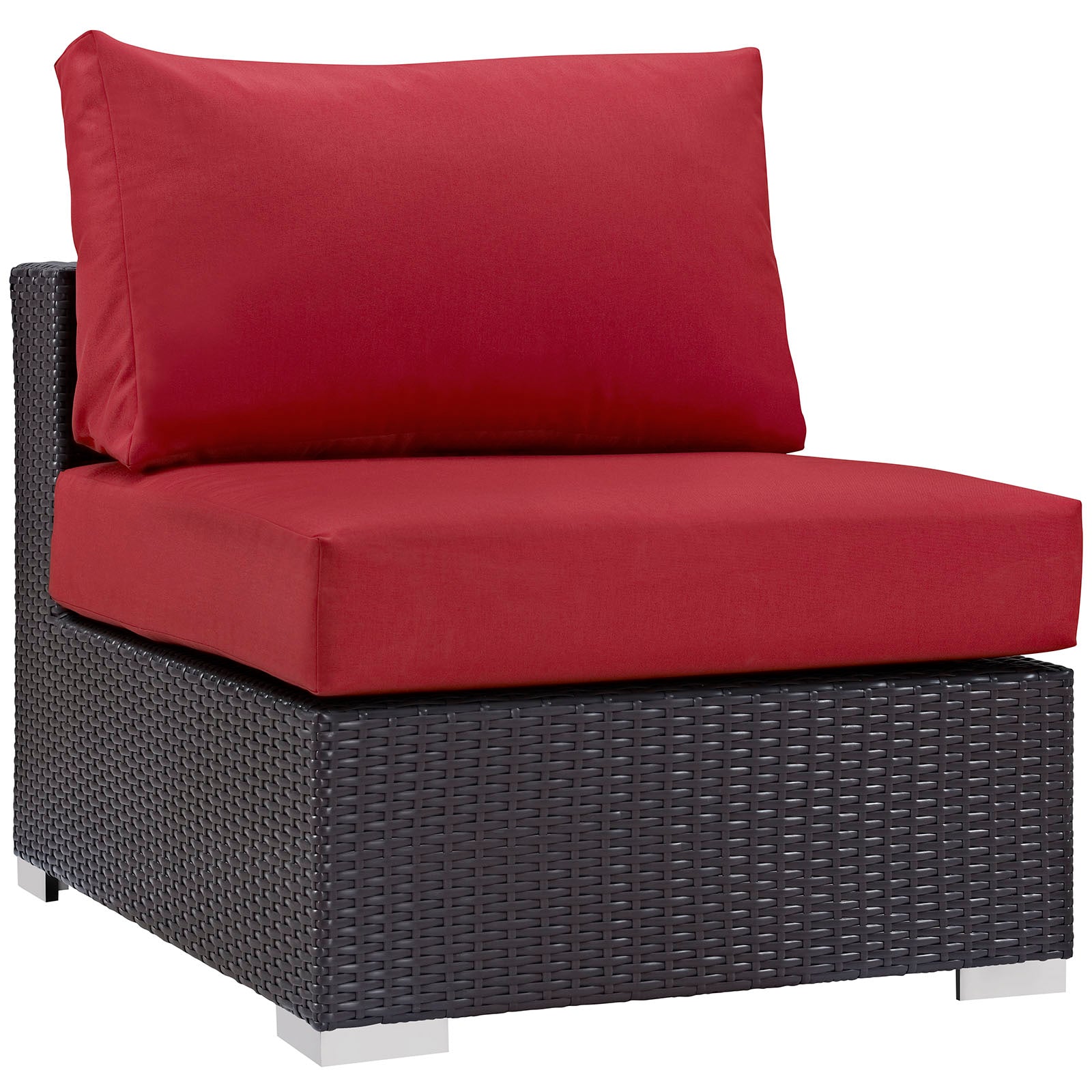 Modway Outdoor Conversation Sets - Convene 7 Pc Outdoor Patio Sectional Set Espresso Red