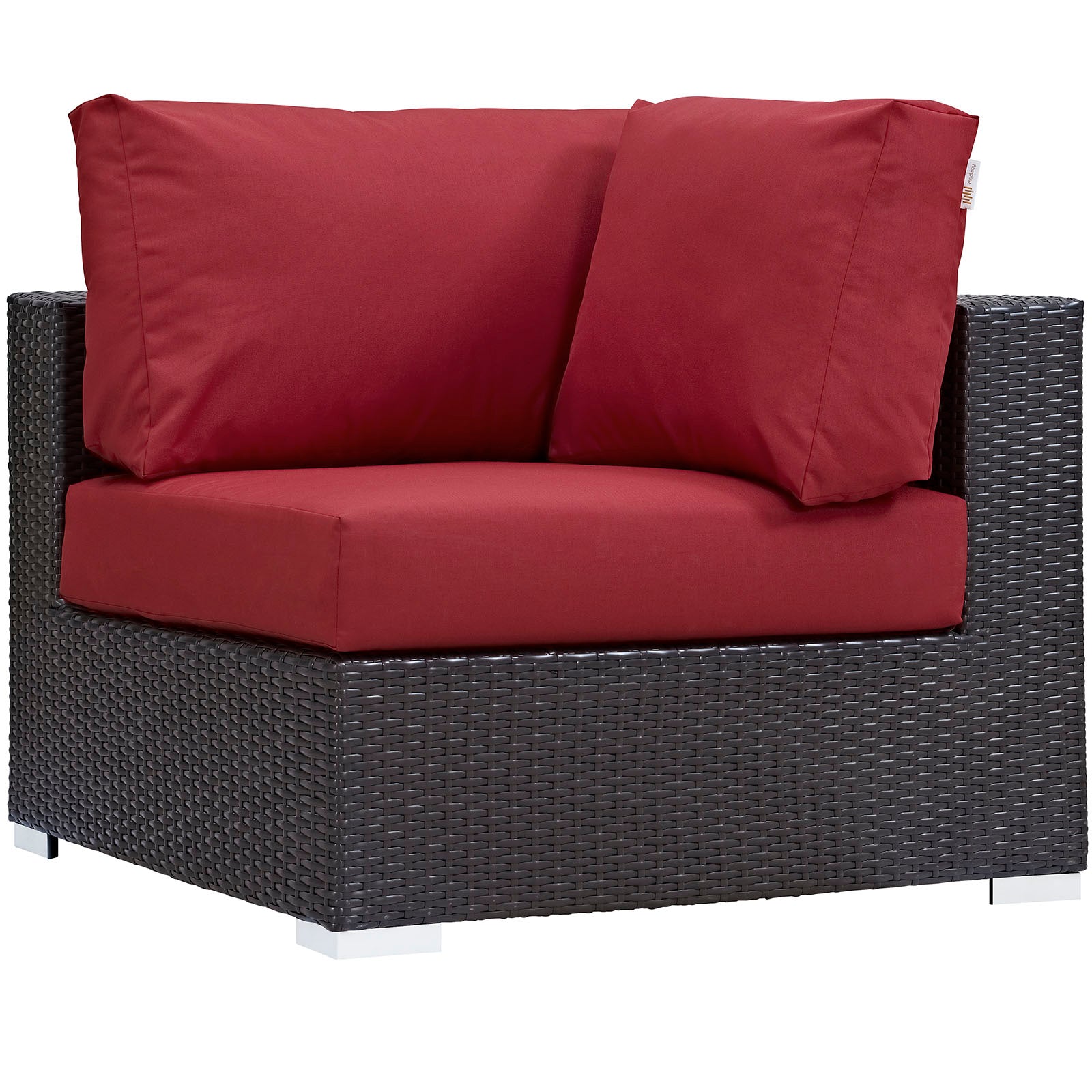 Modway Outdoor Conversation Sets - Convene 7 Pc Outdoor Patio Sectional Set Espresso Red