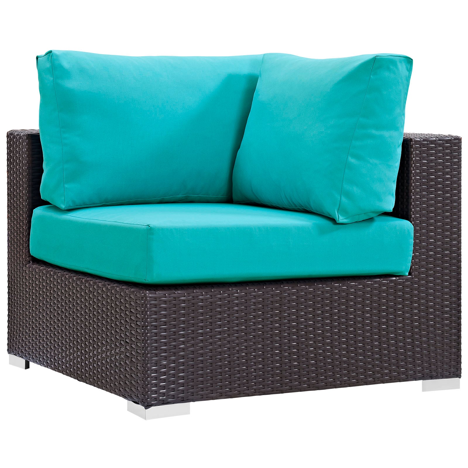 Modway Outdoor Conversation Sets - Convene 7 Piece 167.5" Outdoor Sectional Set Espresso Turquoise