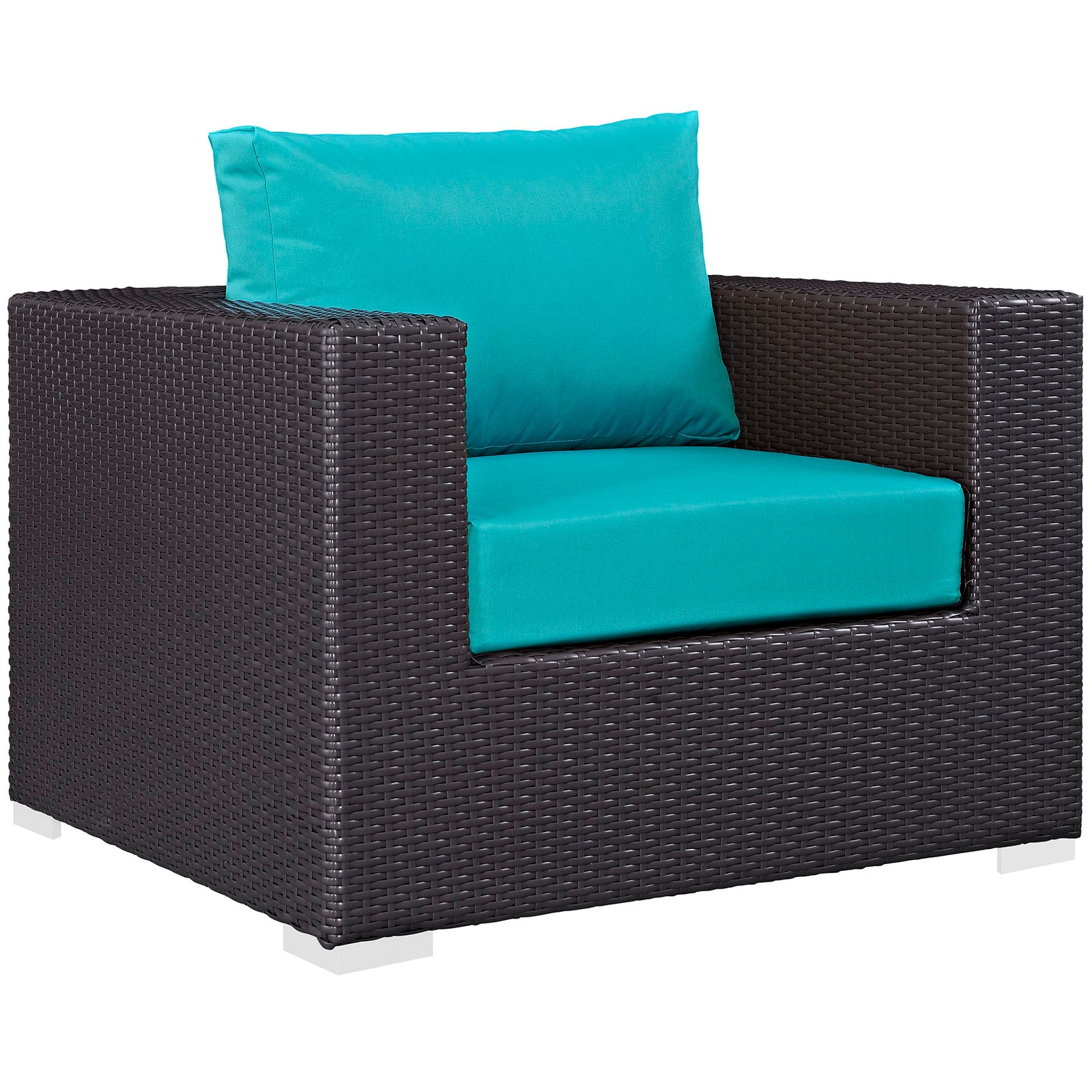 Modway Outdoor Conversation Sets - Convene 5 Piece Outdoor Patio 130.5"W Sofa Set Espresso Turquoise