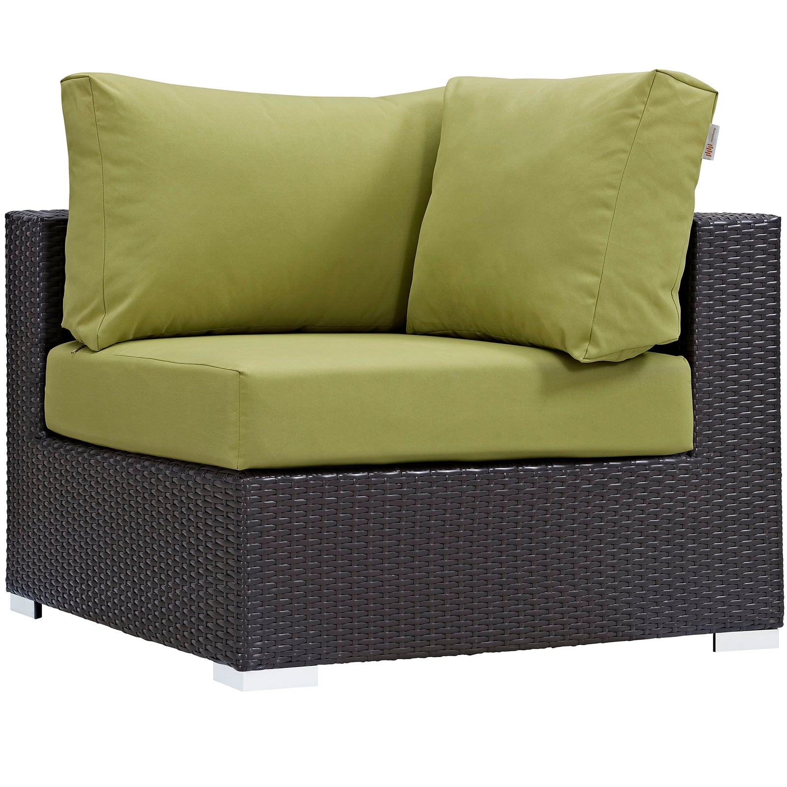 Modway Outdoor Conversation Sets - Convene 7 Piece Outdoor Sectional Set Espresso Peridot