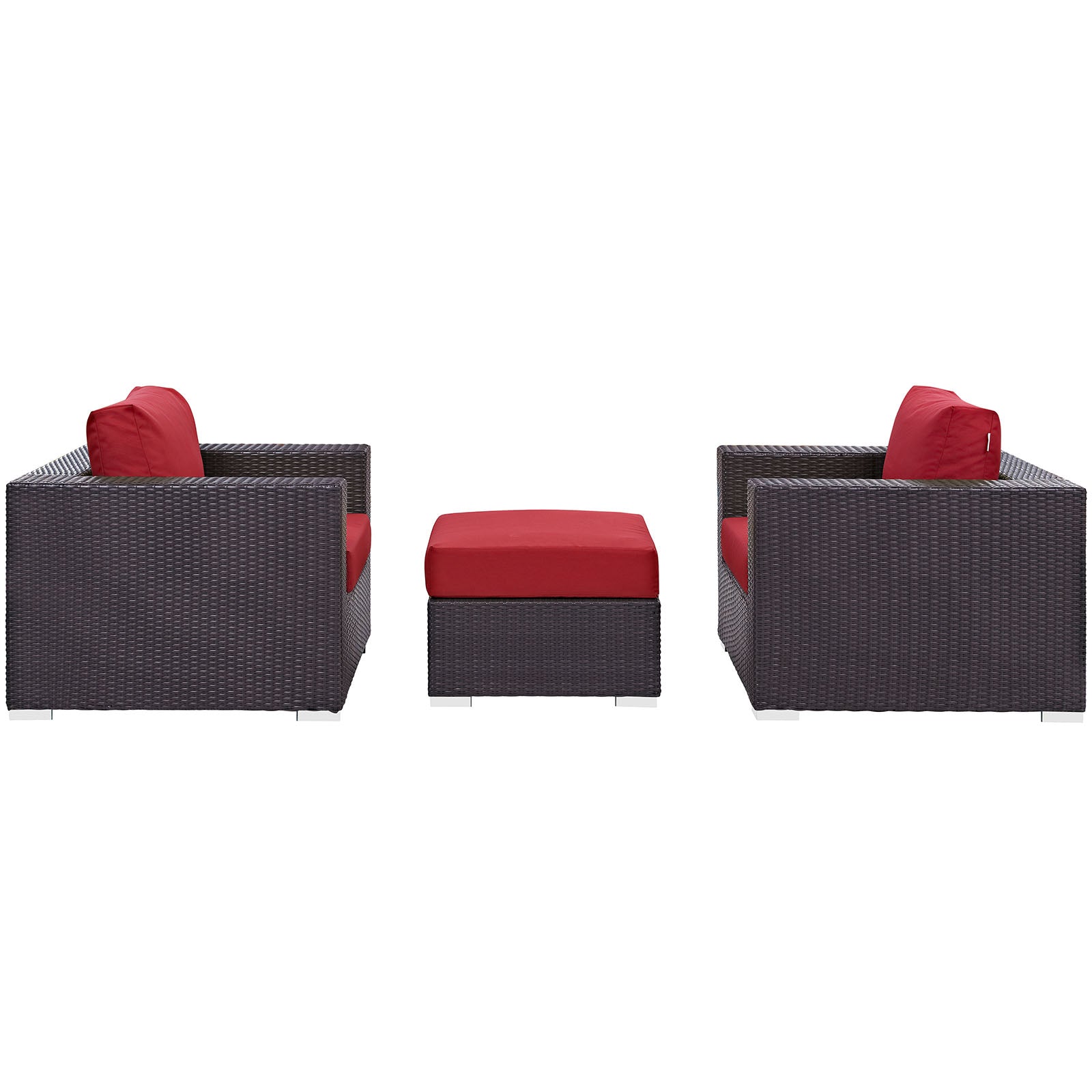 Modway Outdoor Conversation Sets - Convene 3 Piece Outdoor 113" Patio Sofa Set Espresso Red