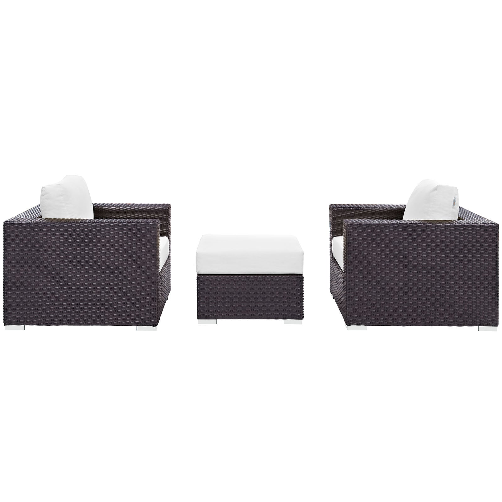 Modway Outdoor Conversation Sets - Convene 3 Piece 113" Outdoor Patio Sofa Set Espresso White