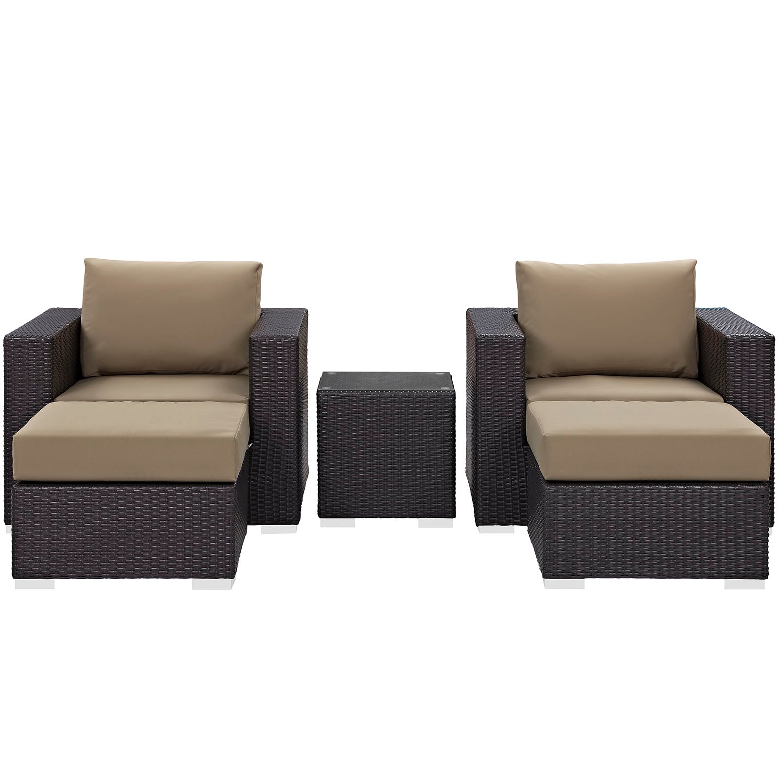 Modway Outdoor Conversation Sets - Convene 5 Piece Outdoor Patio Sectional Set Espresso Mocha