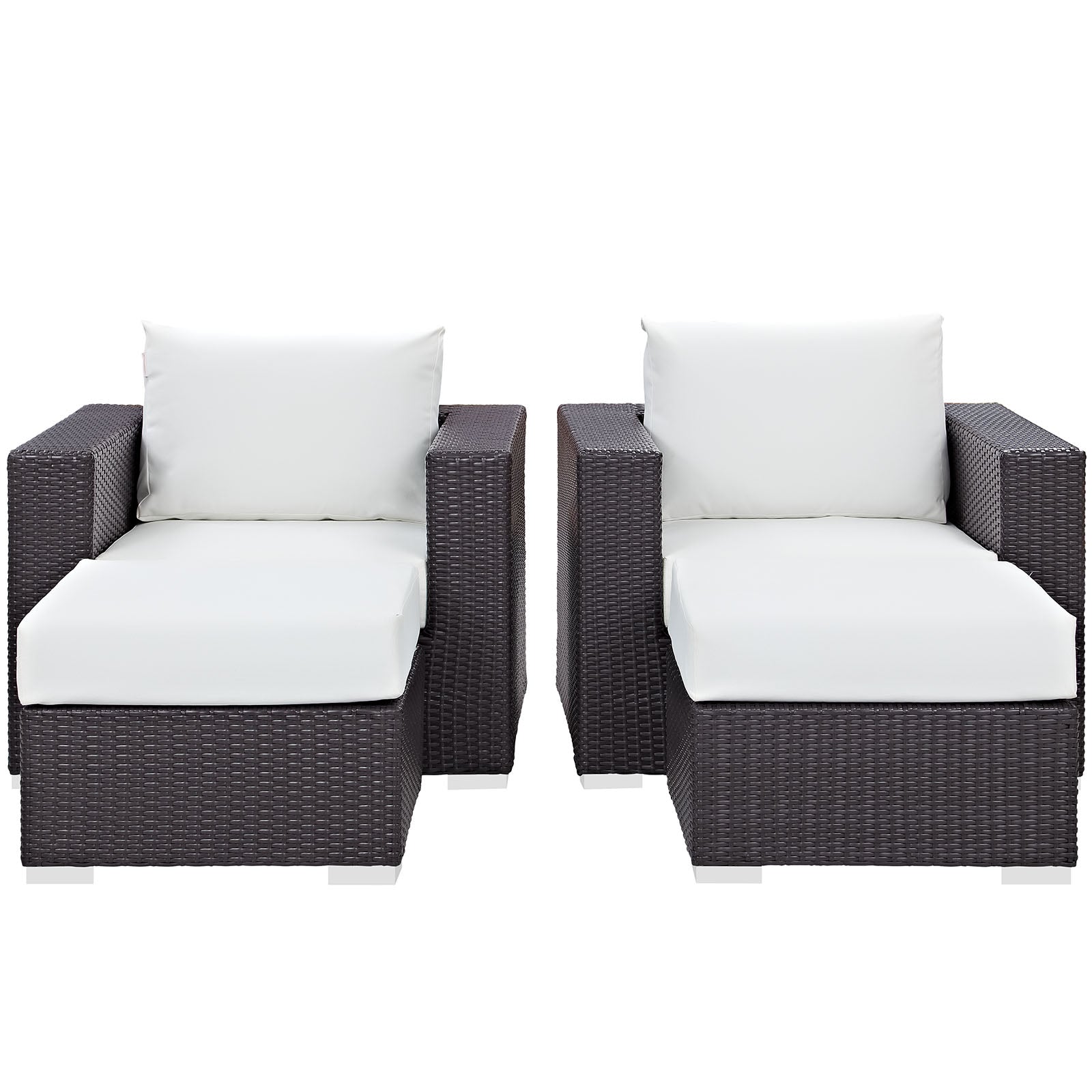 Modway Outdoor Conversation Sets - Convene 4 Piece Outdoor Patio Sectional Set Espresso White