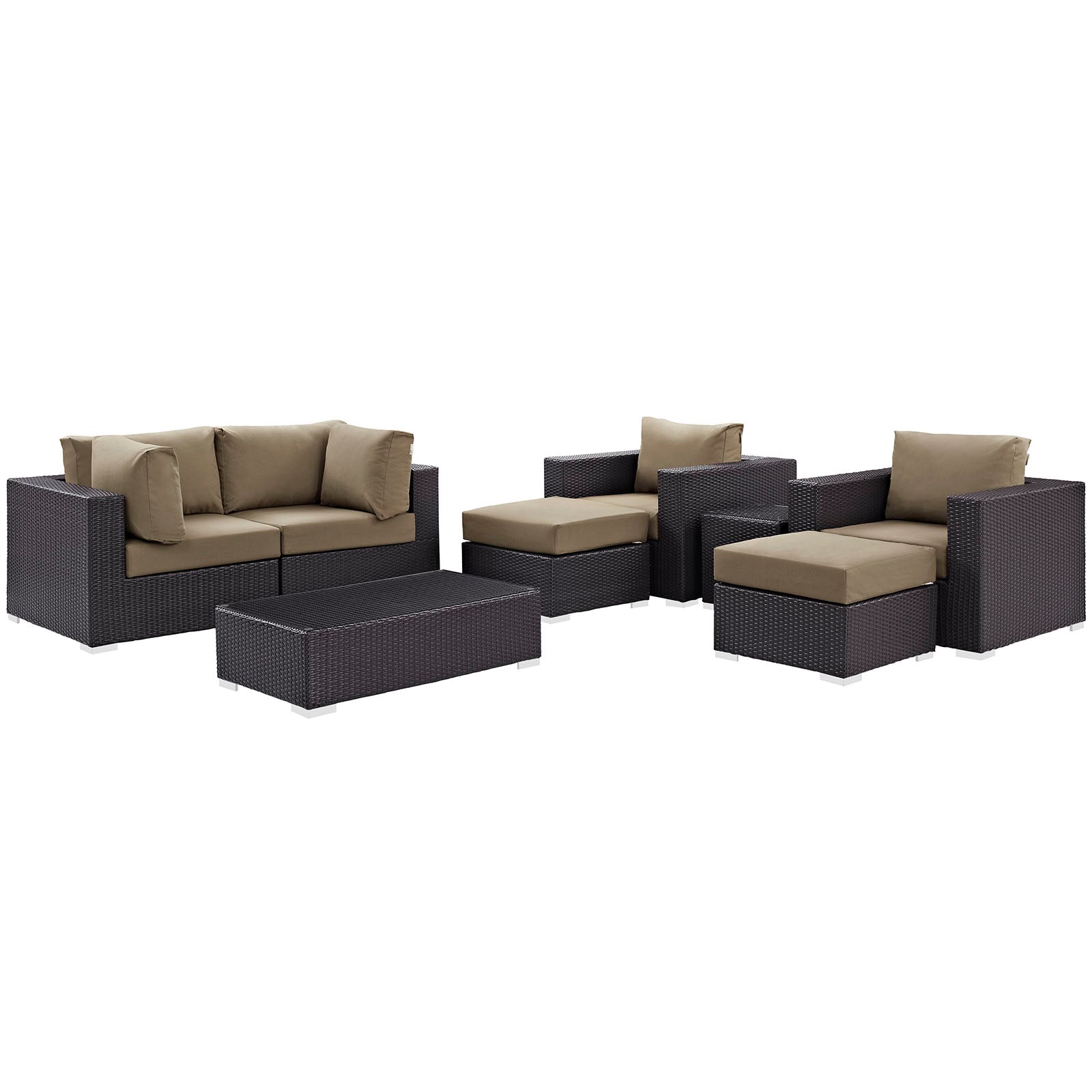 Modway Outdoor Conversation Sets - Convene 8 Piece Outdoor Patio 163.5 " W Sectional Set Espresso Mocha