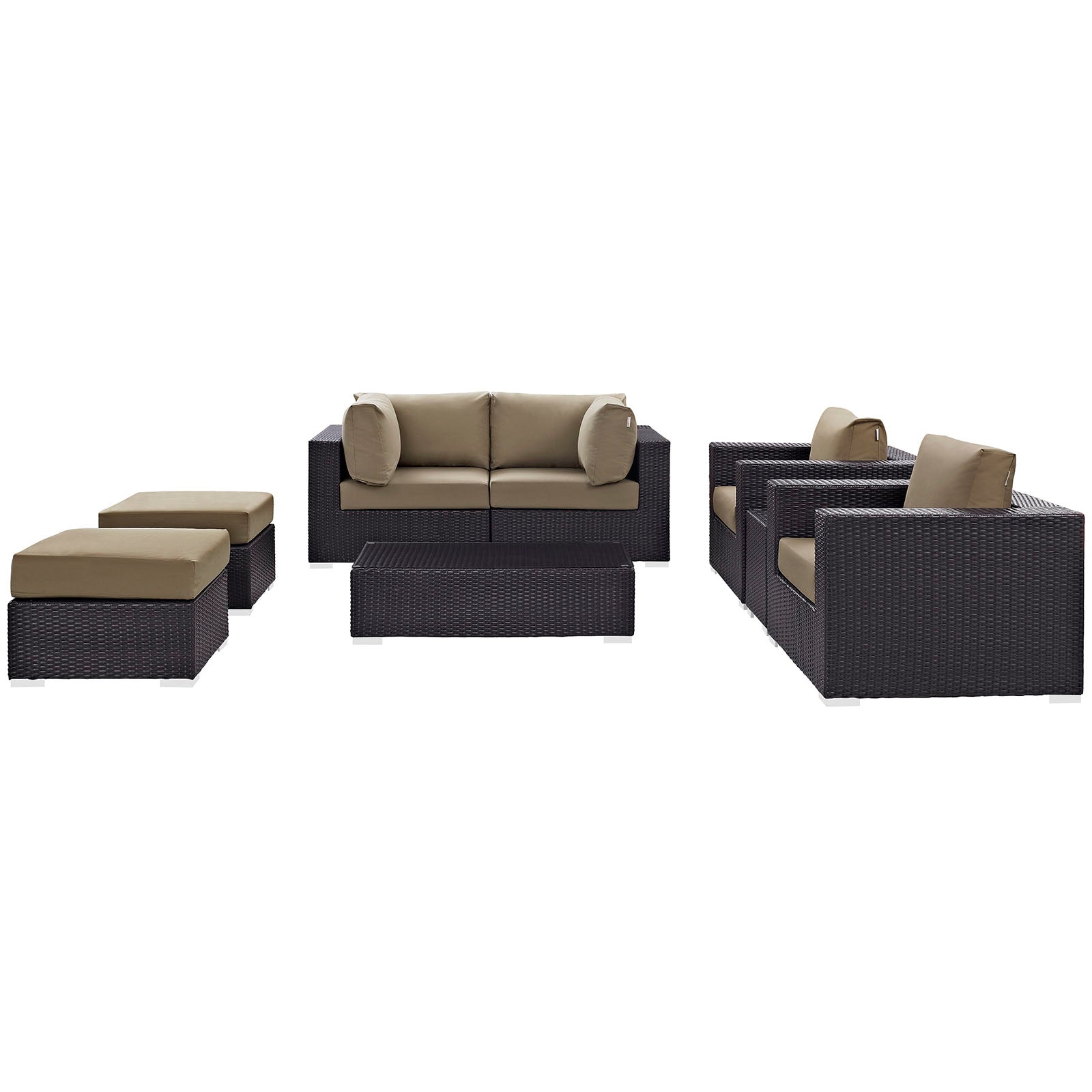 Modway Outdoor Conversation Sets - Convene 8 Piece Outdoor Patio 163.5 " W Sectional Set Espresso Mocha