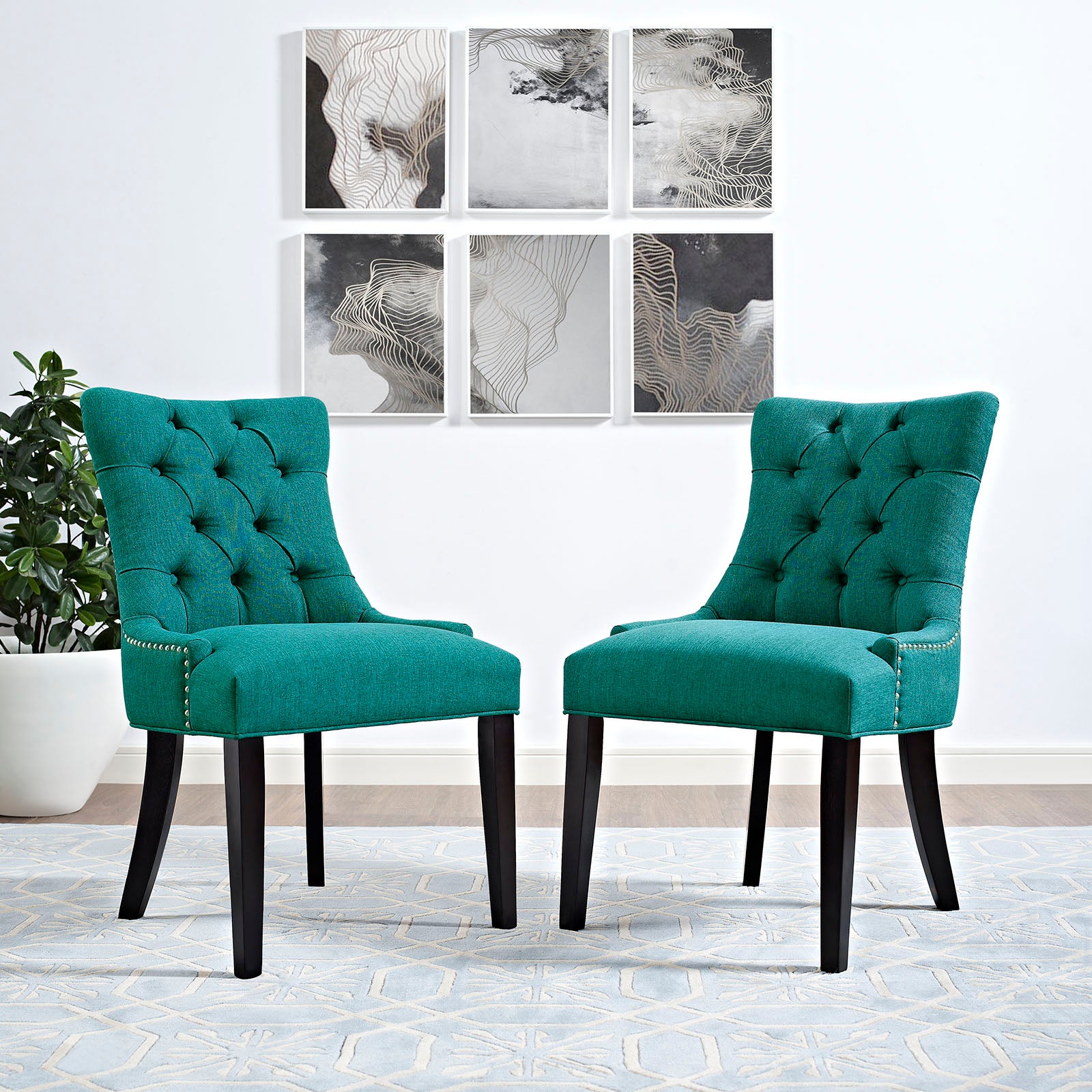 Regent Tufted Fabric Dining Side Chair Teal Buy Now