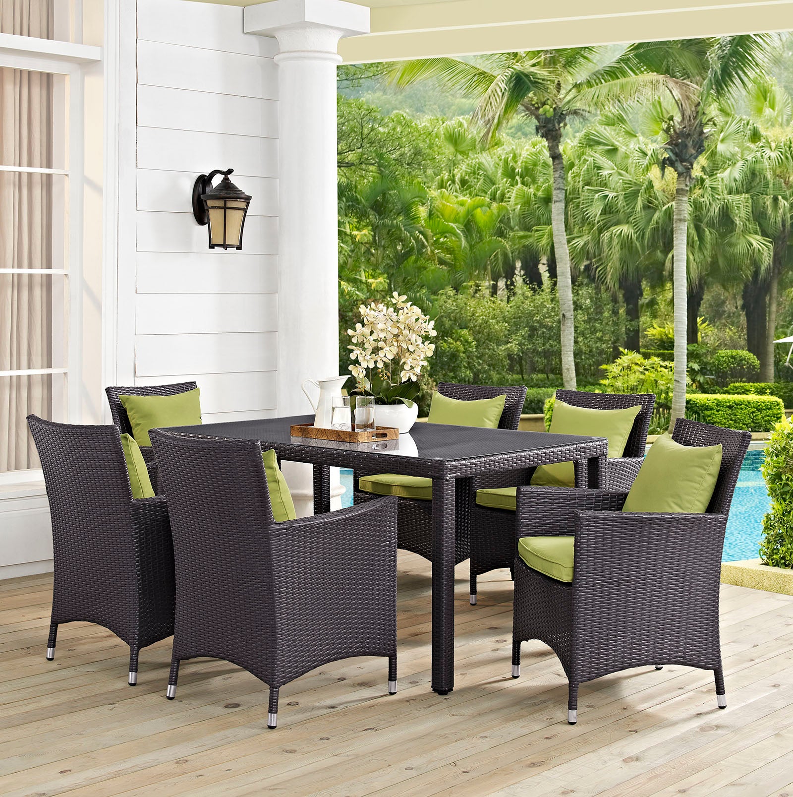 Buy Convene 7 Piece Outdoor Patio Dining Set Espresso Peridot 110