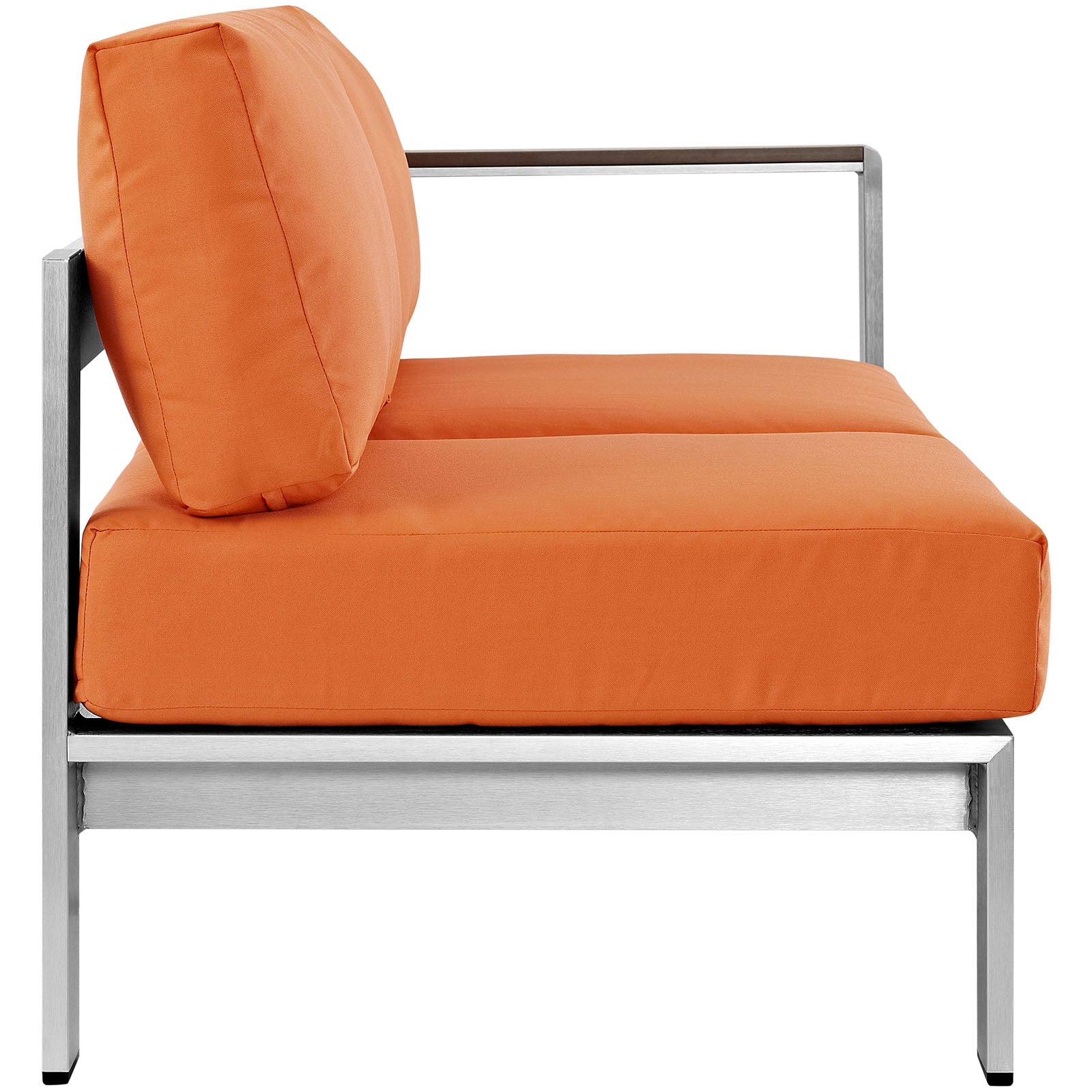 Modway Outdoor Sofas - Shore Right Arm Corner Sectional Outdoor Patio Aluminum Loveseat Silver Orange