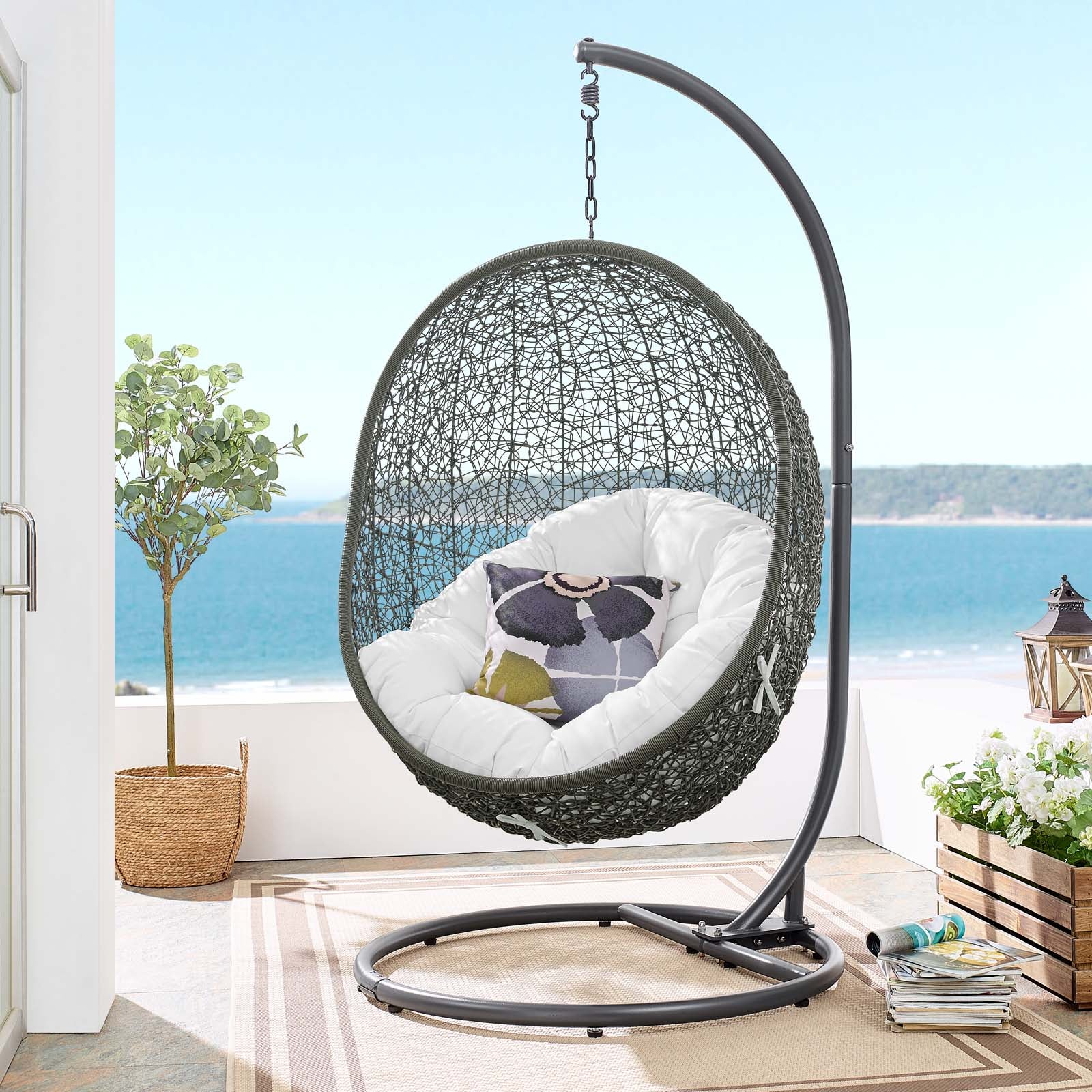 White stand for online hanging chair