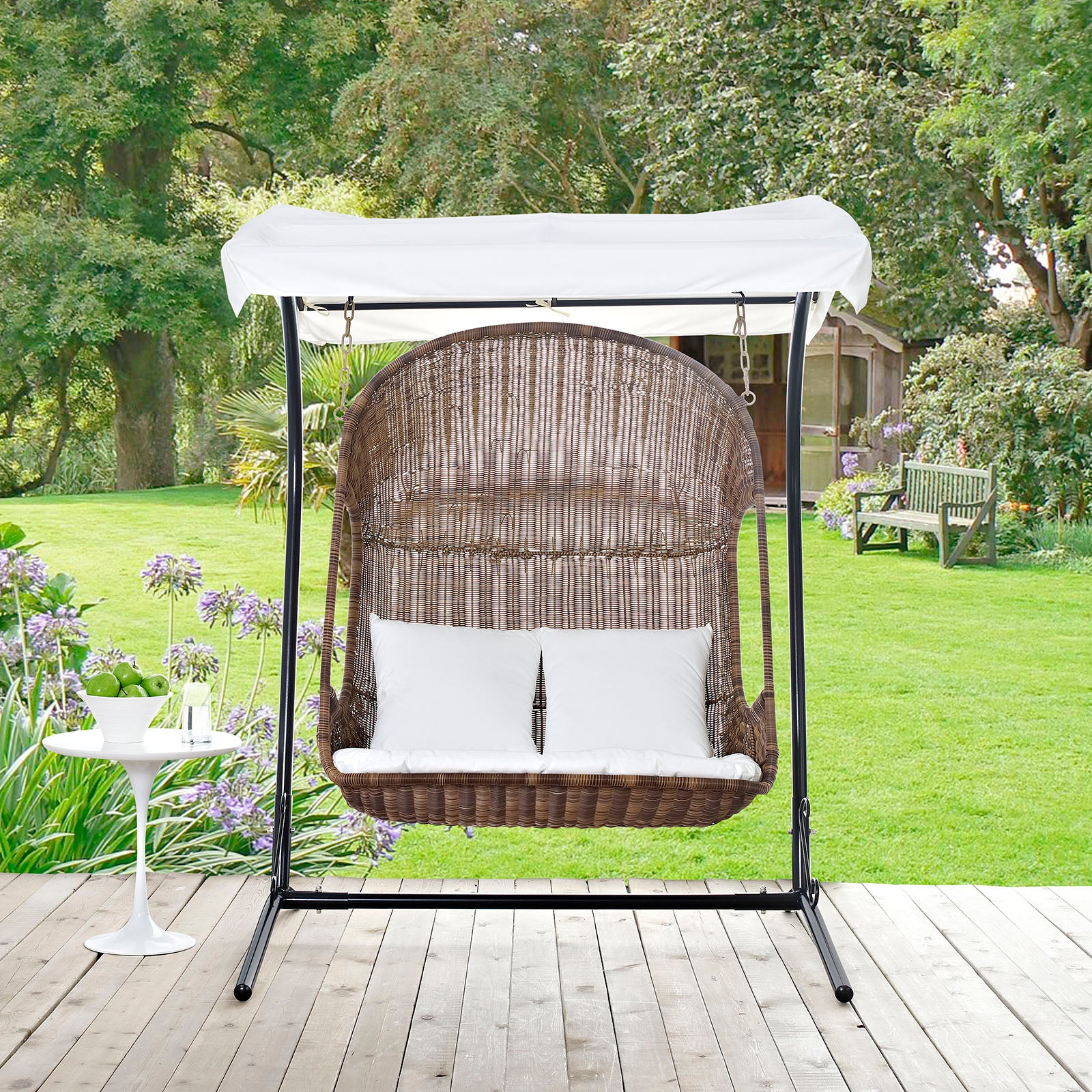 White garden swing online chair