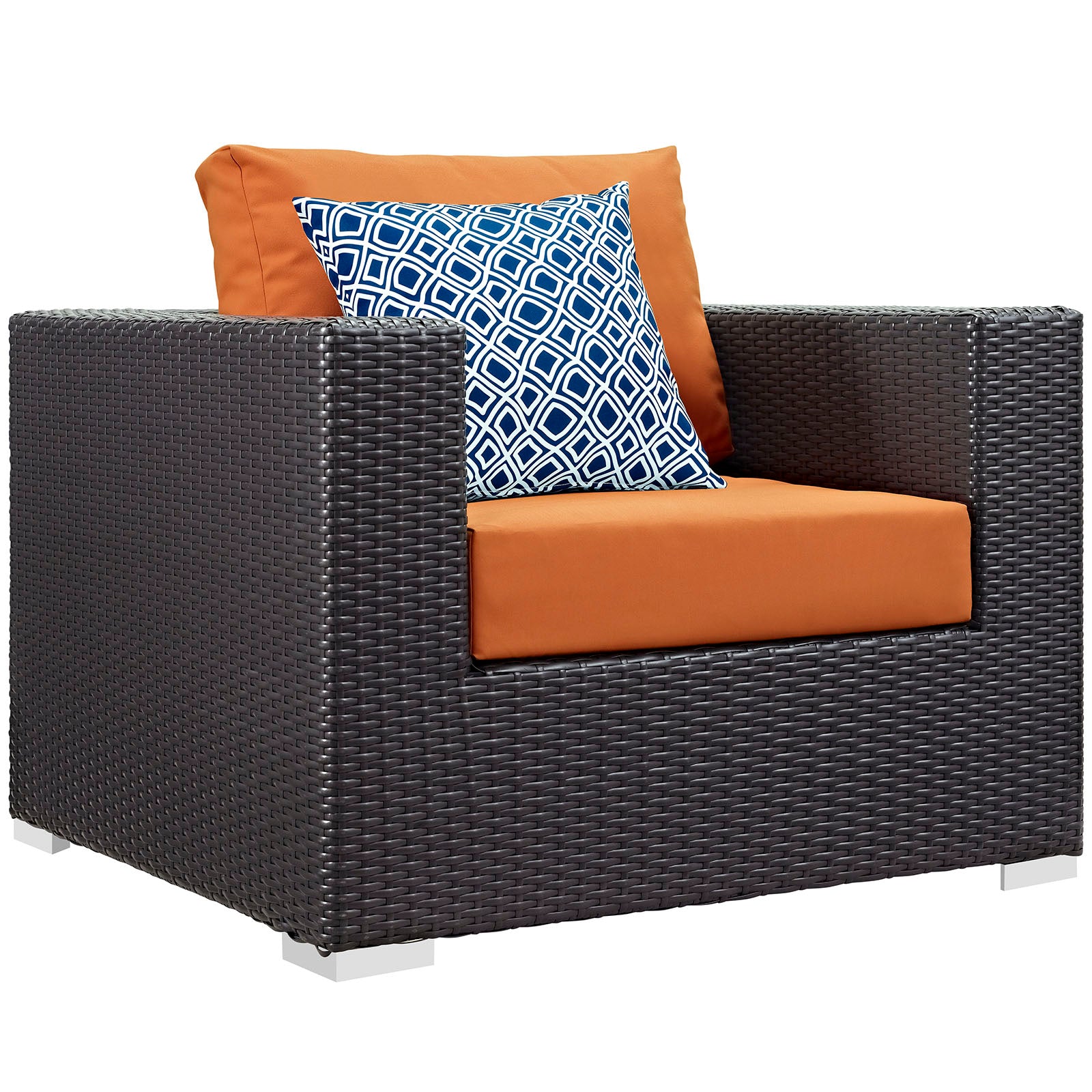 Modway Outdoor Conversation Sets - Convene 7 Piece Outdoor Sectional Set Espresso Orange