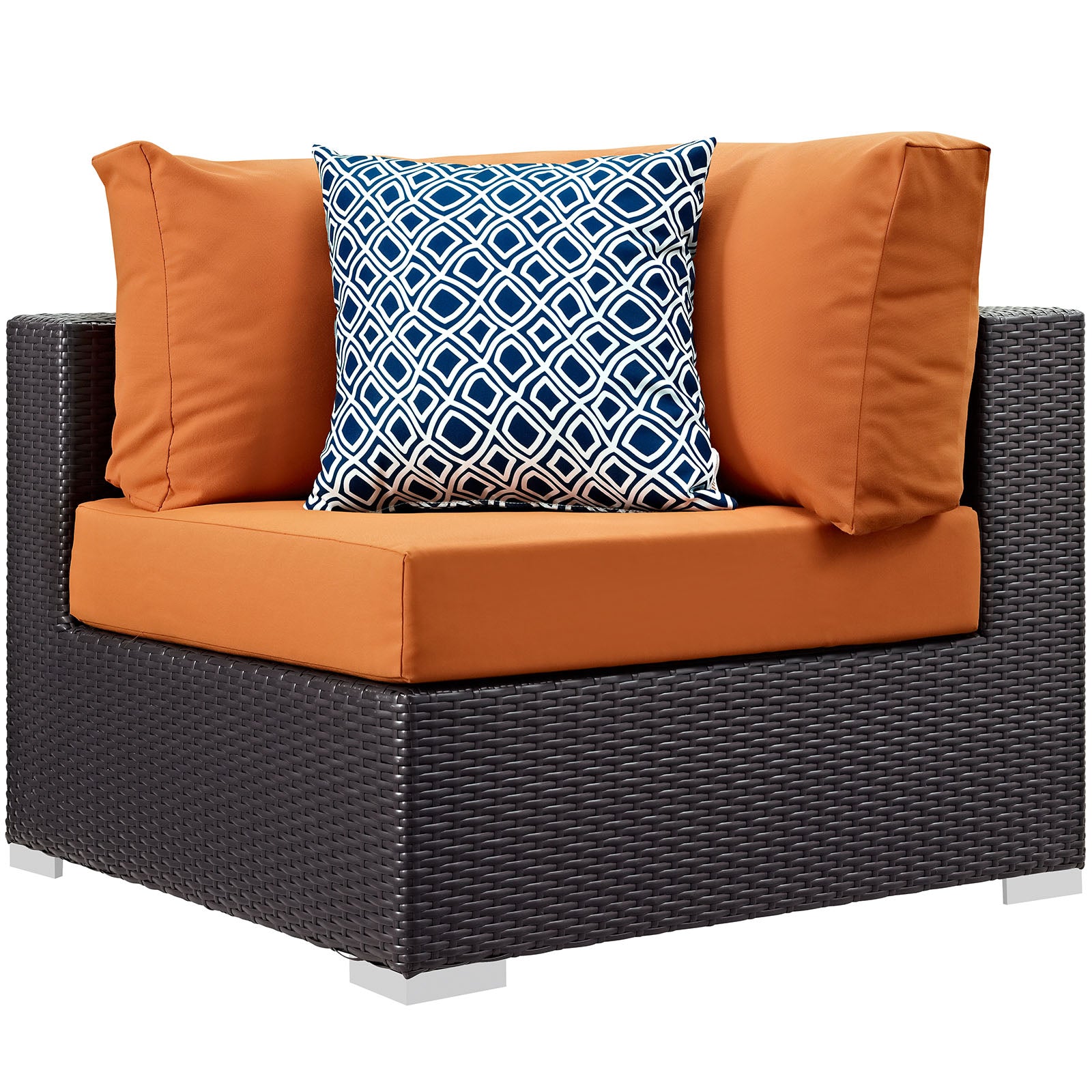 Modway Outdoor Conversation Sets - Convene 7 Piece Outdoor Sectional Set Espresso Orange