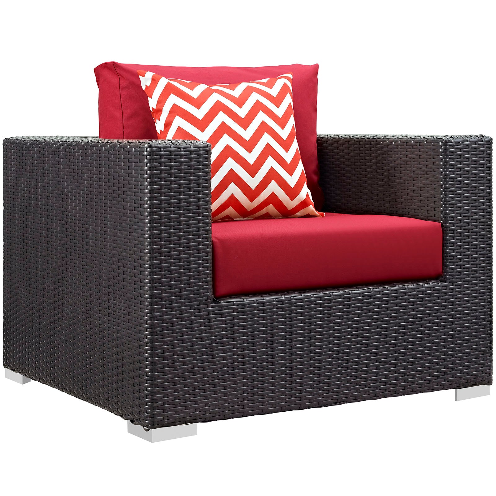 Modway Outdoor Conversation Sets - Convene 7 Piece Outdoor Patio Sectional Set Espress Red