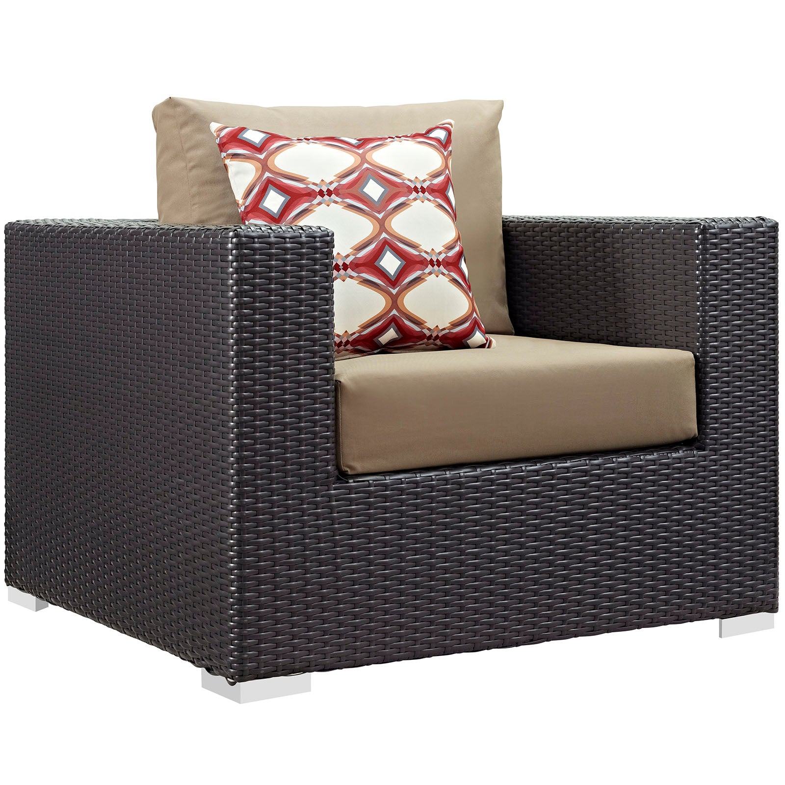 Modway Outdoor Conversation Sets - Convene 3 Piece Outdoor Patio Sofa Set Espresso Mocha