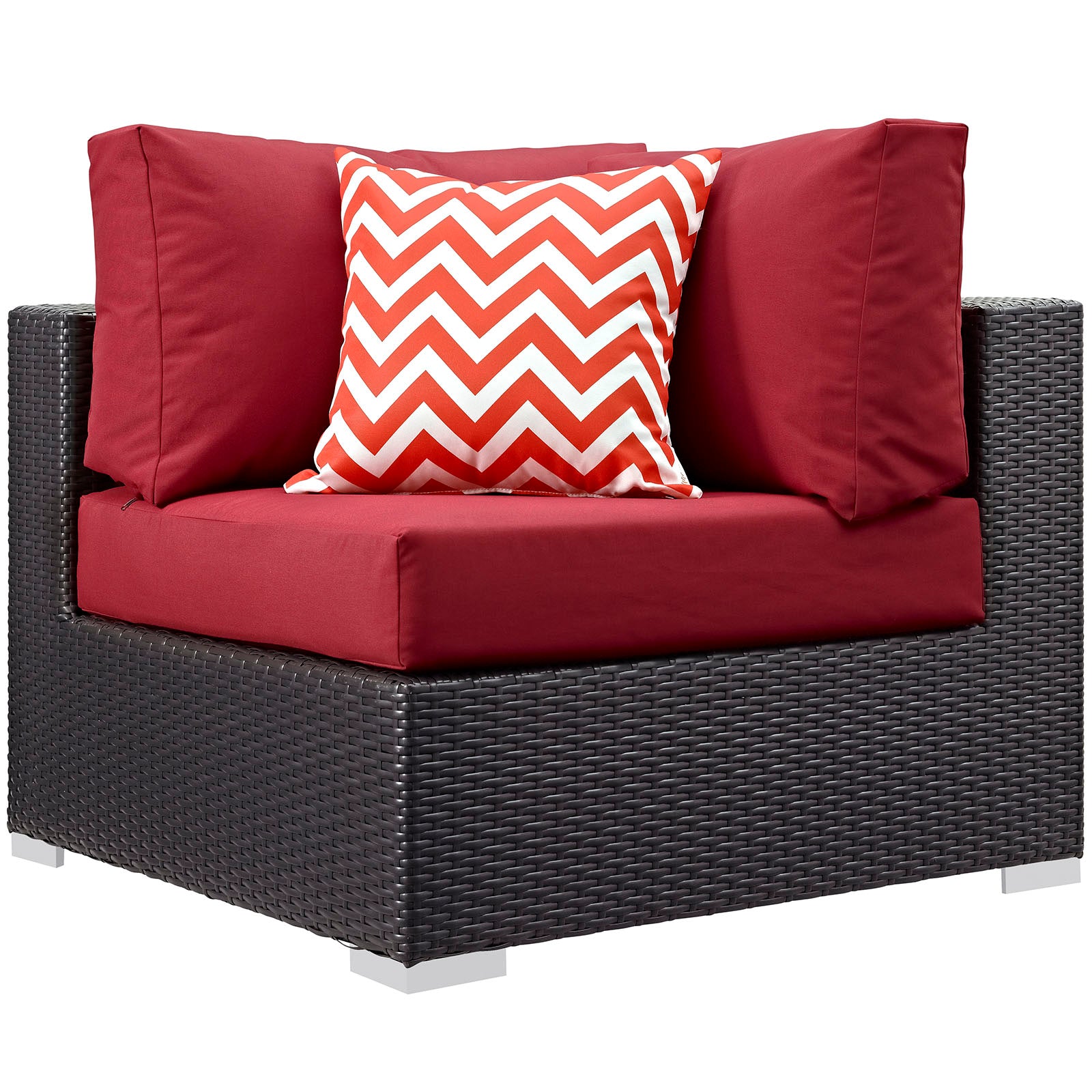 Modway Outdoor Conversation Sets - Convene 8 Piece Outdoor 226"W Patio Sectional Set Espresso Red