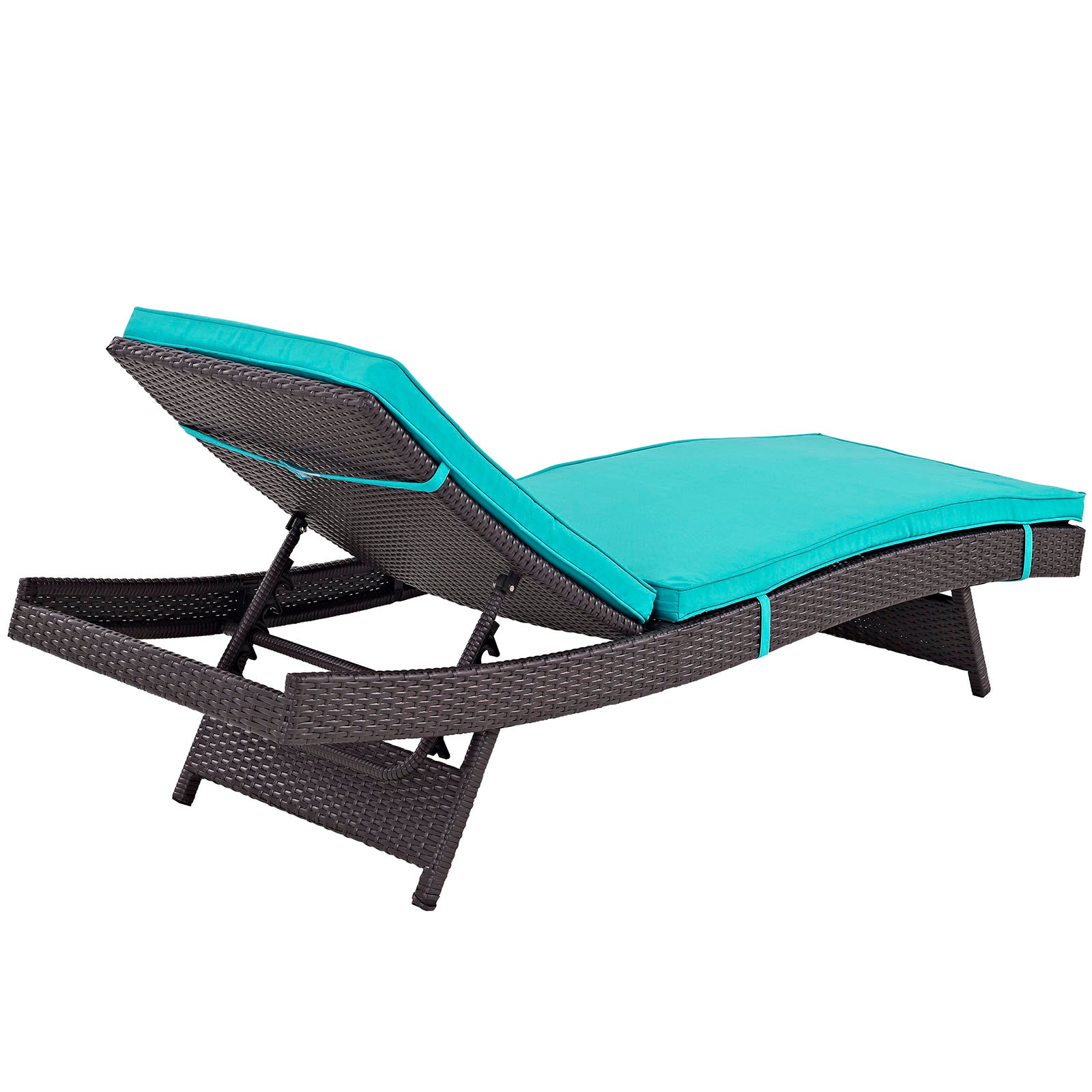 Modway Outdoor Loungers - Convene Chaise Outdoor Patio Set of 4 Espresso Turquoise