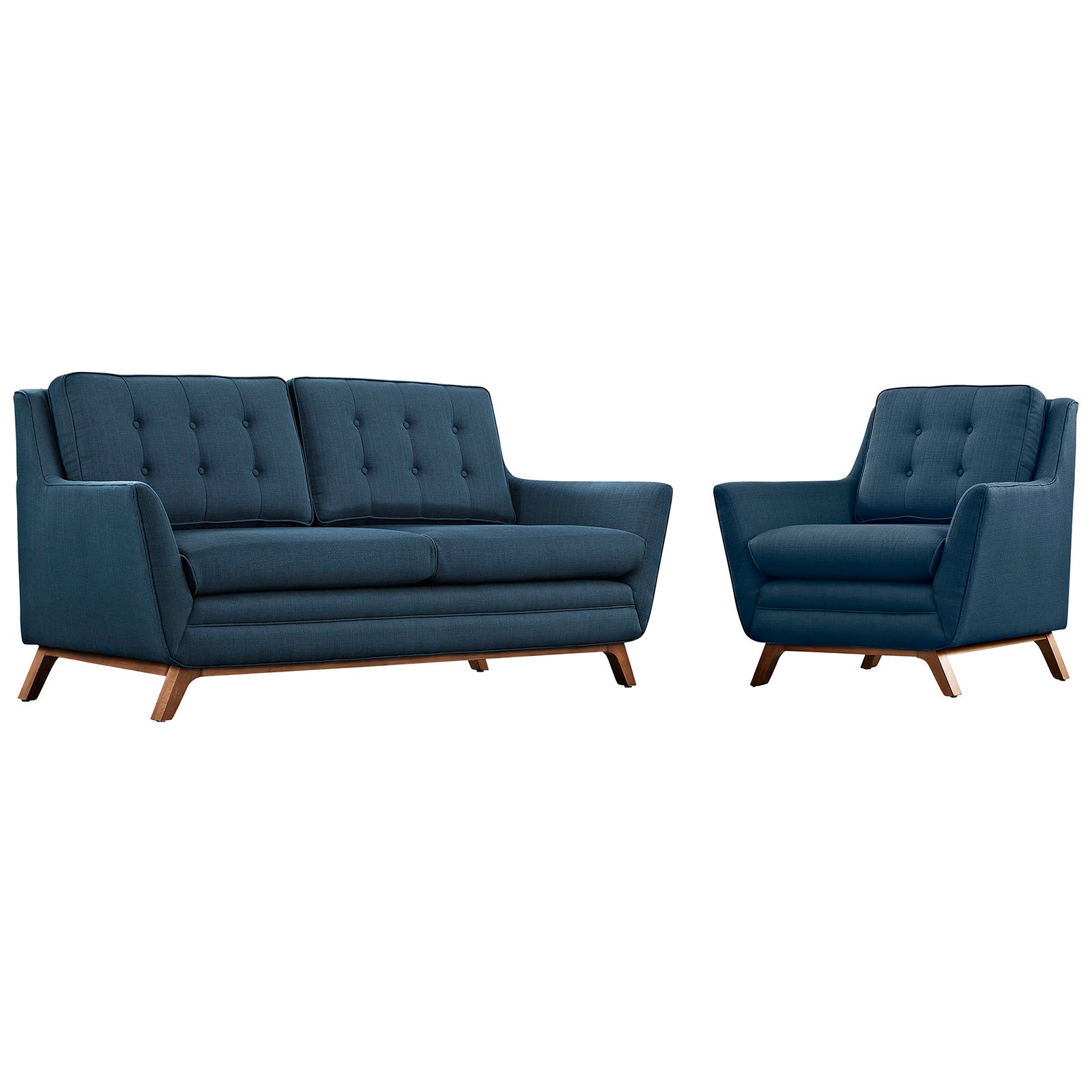 Modway Living Room Sets - 107.5" Beguile Living Room Set Upholstered Fabric Set of 2 Azure