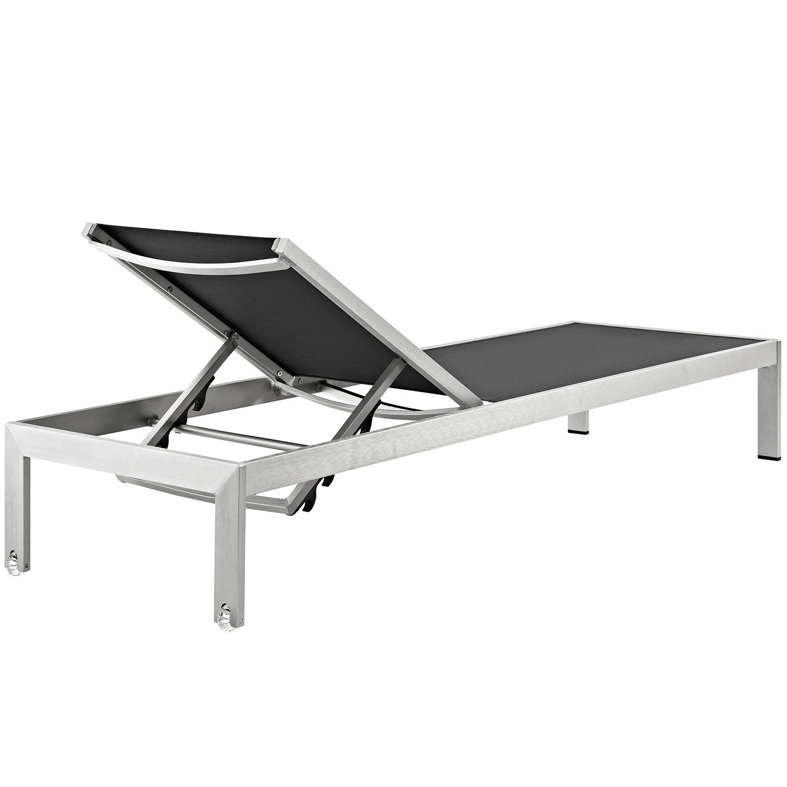 Modway Outdoor Loungers - Shore 3 Piece Outdoor Patio Aluminum Set Silver Black