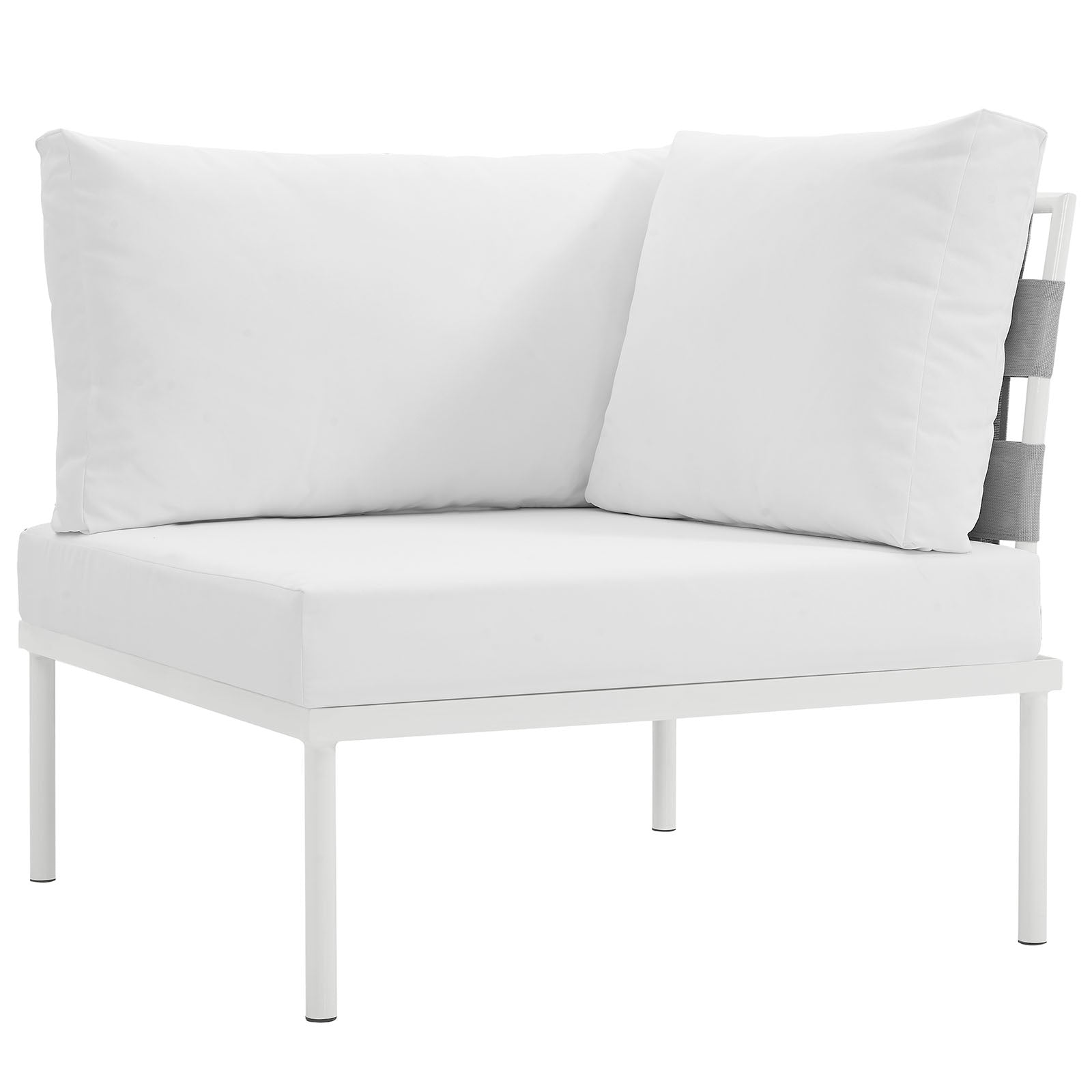 Modway Outdoor Chairs - Harmony Outdoor Patio Aluminum Corner Sofa White White