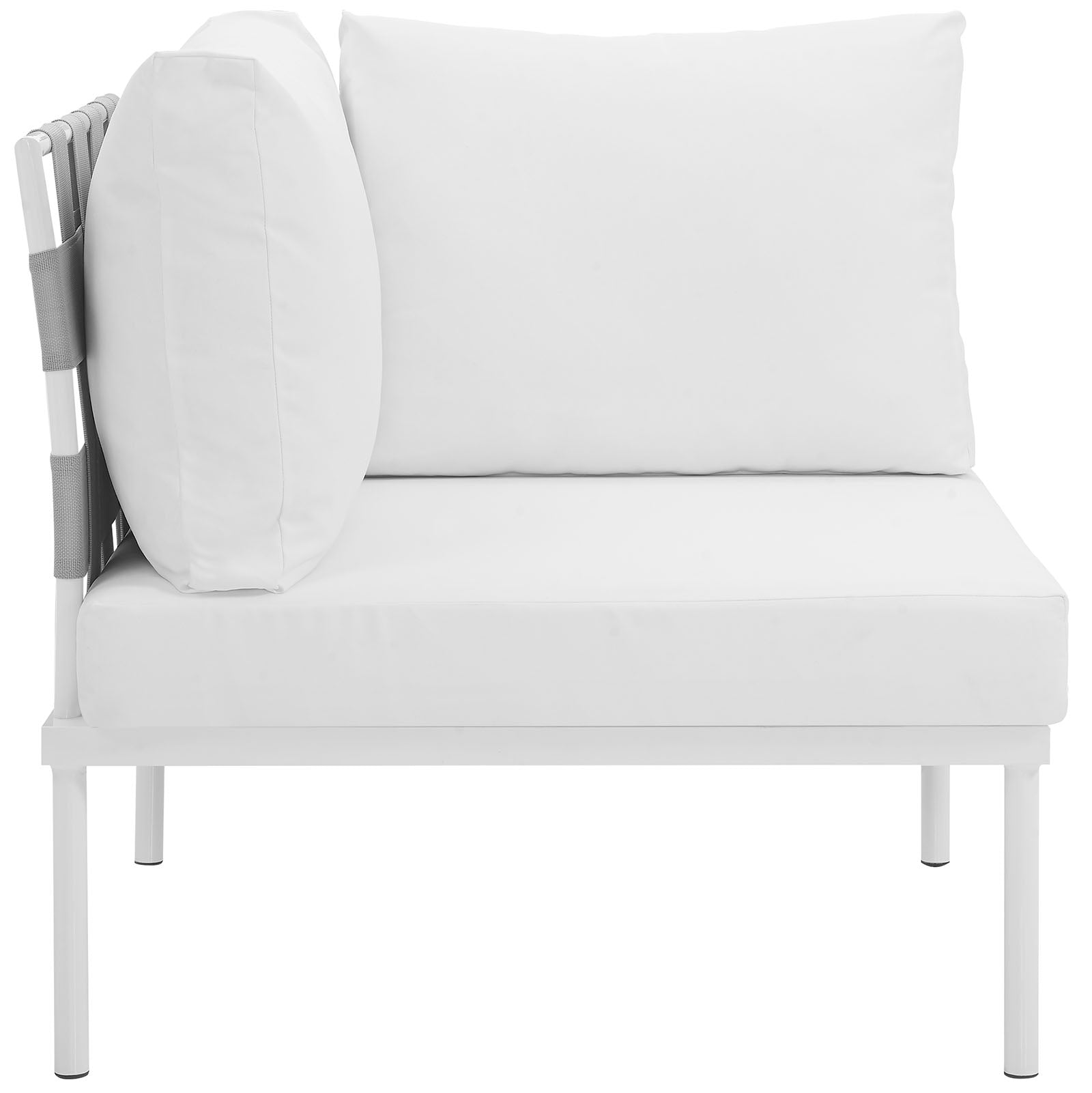 Modway Outdoor Chairs - Harmony Outdoor Patio Aluminum Corner Sofa White White