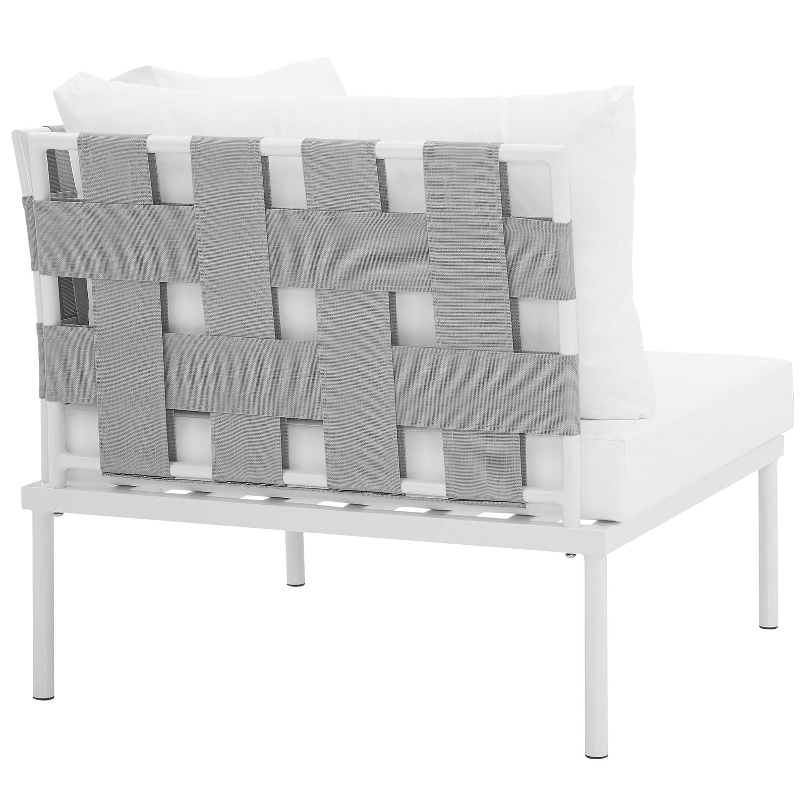 Modway Outdoor Chairs - Harmony Outdoor Patio Aluminum Corner Sofa White White