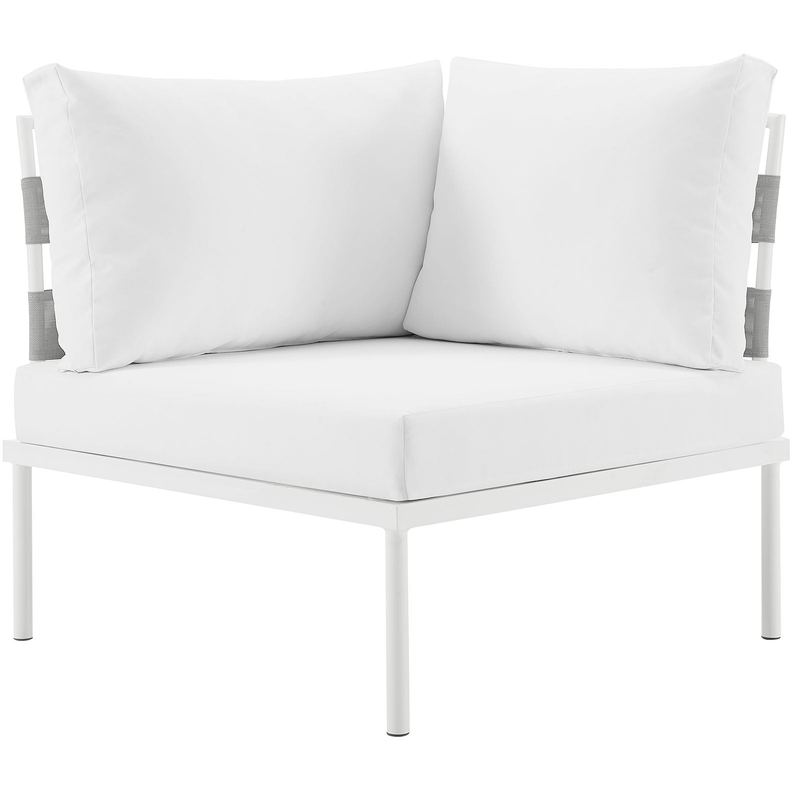 Modway Outdoor Chairs - Harmony Outdoor Patio Aluminum Corner Sofa White White