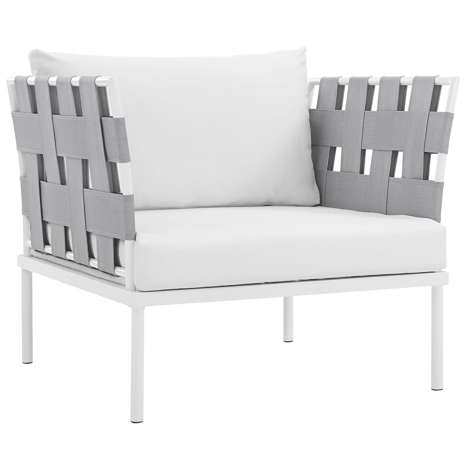 Modway Outdoor Chairs - Harmony Outdoor Patio Aluminum Armchair White White