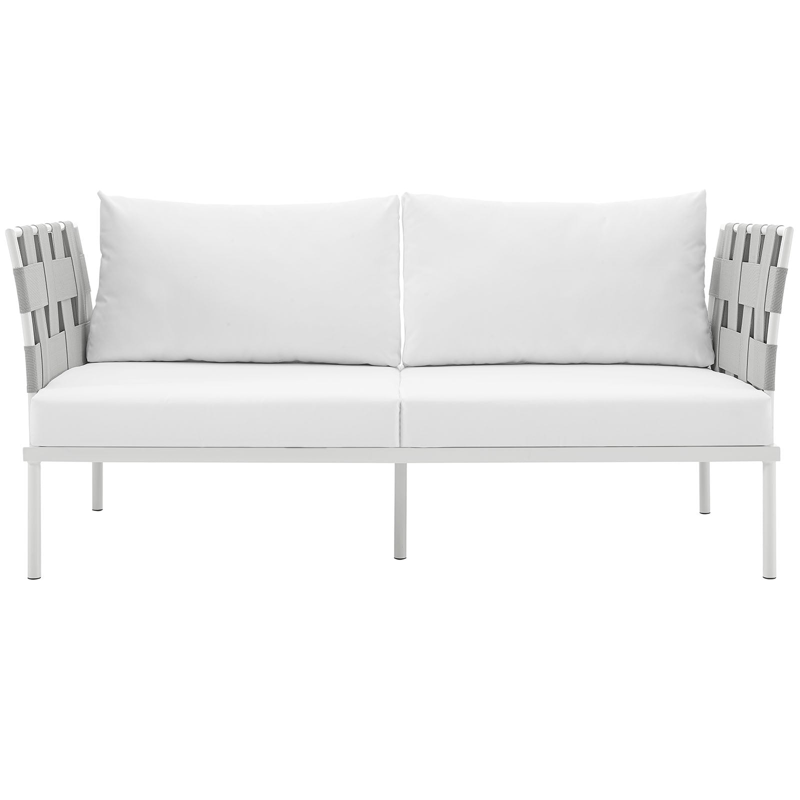 Modway Outdoor Sofas - Harmony Outdoor Patio Aluminum Loveseat White White