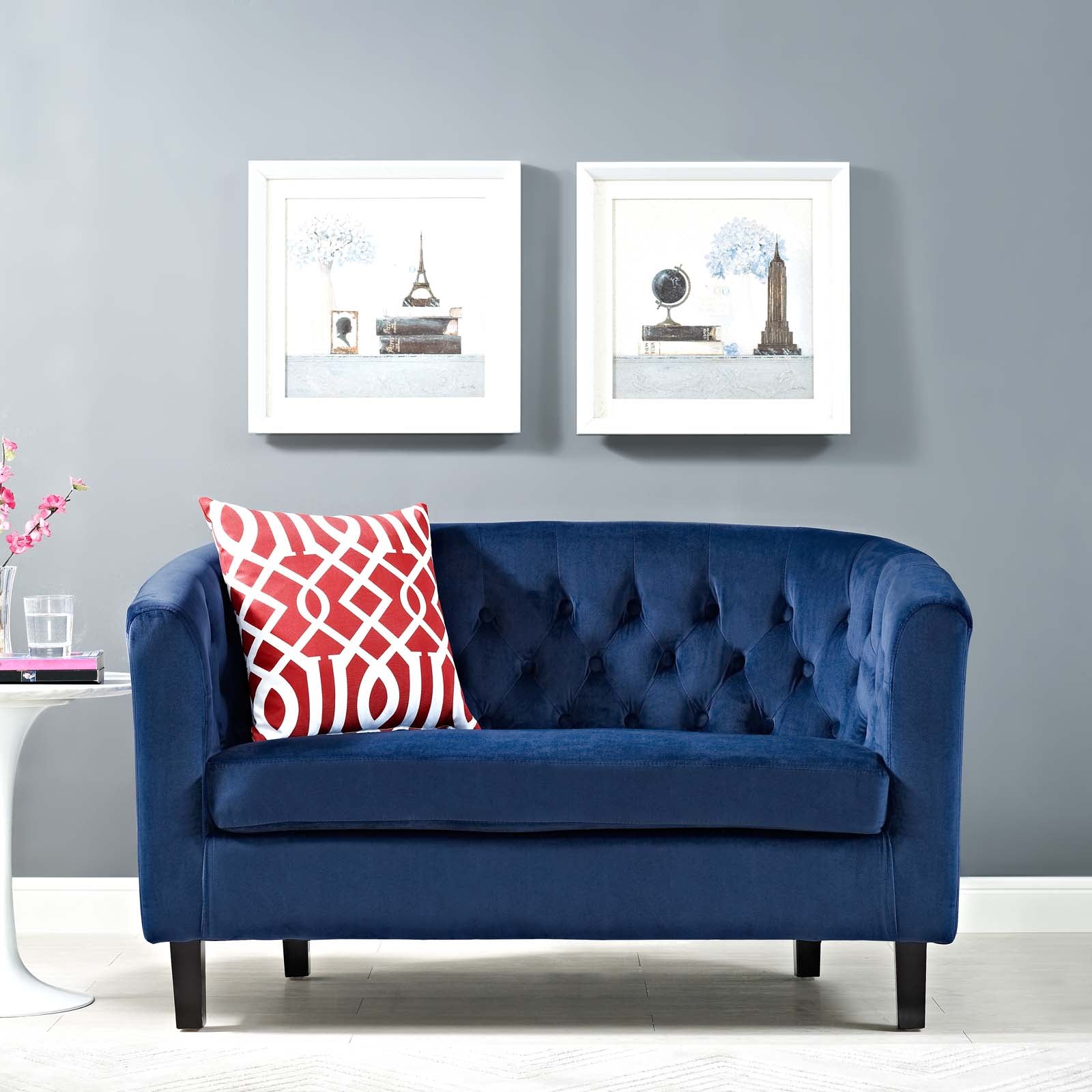 Modway Loveseats - Prospect Velvet Loveseat Navy