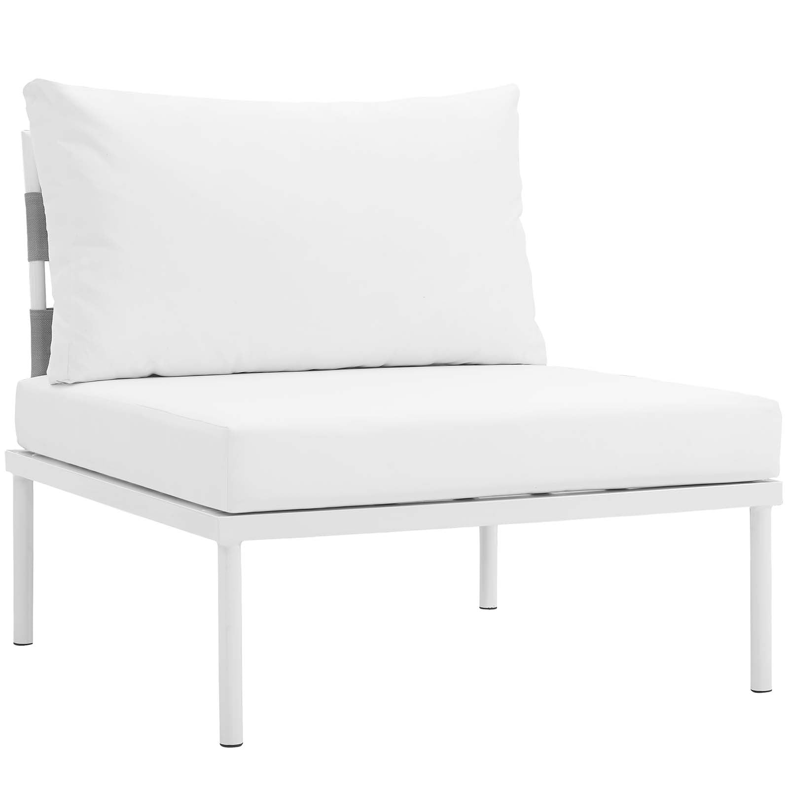 Modway Outdoor Conversation Sets - Harmony 5 Piece Outdoor Patio Aluminum Sectional Sofa Set White