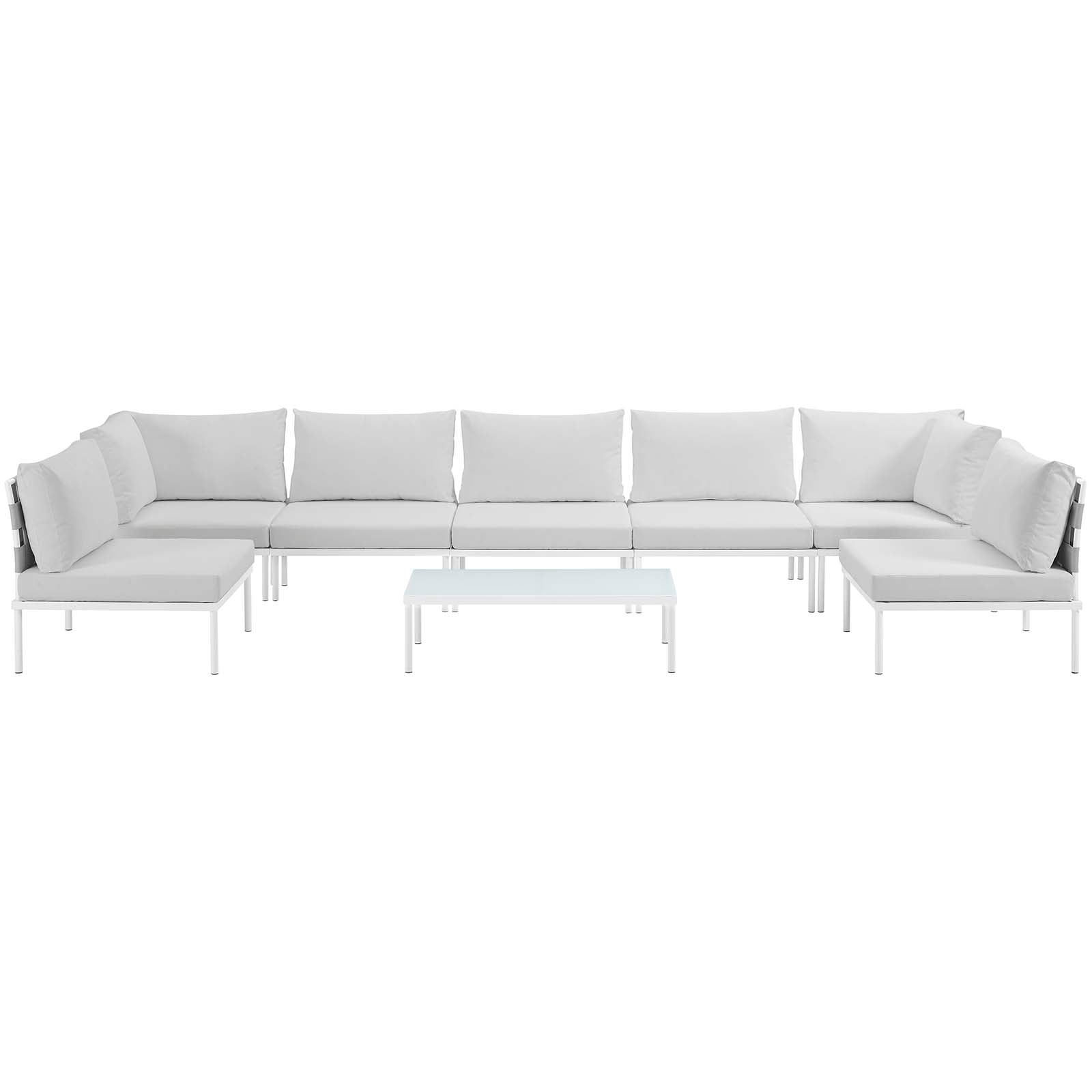 Modway Outdoor Conversation Sets - Harmony 8 Piece Outdoor Patio Aluminum Sectional Sofa Set White White