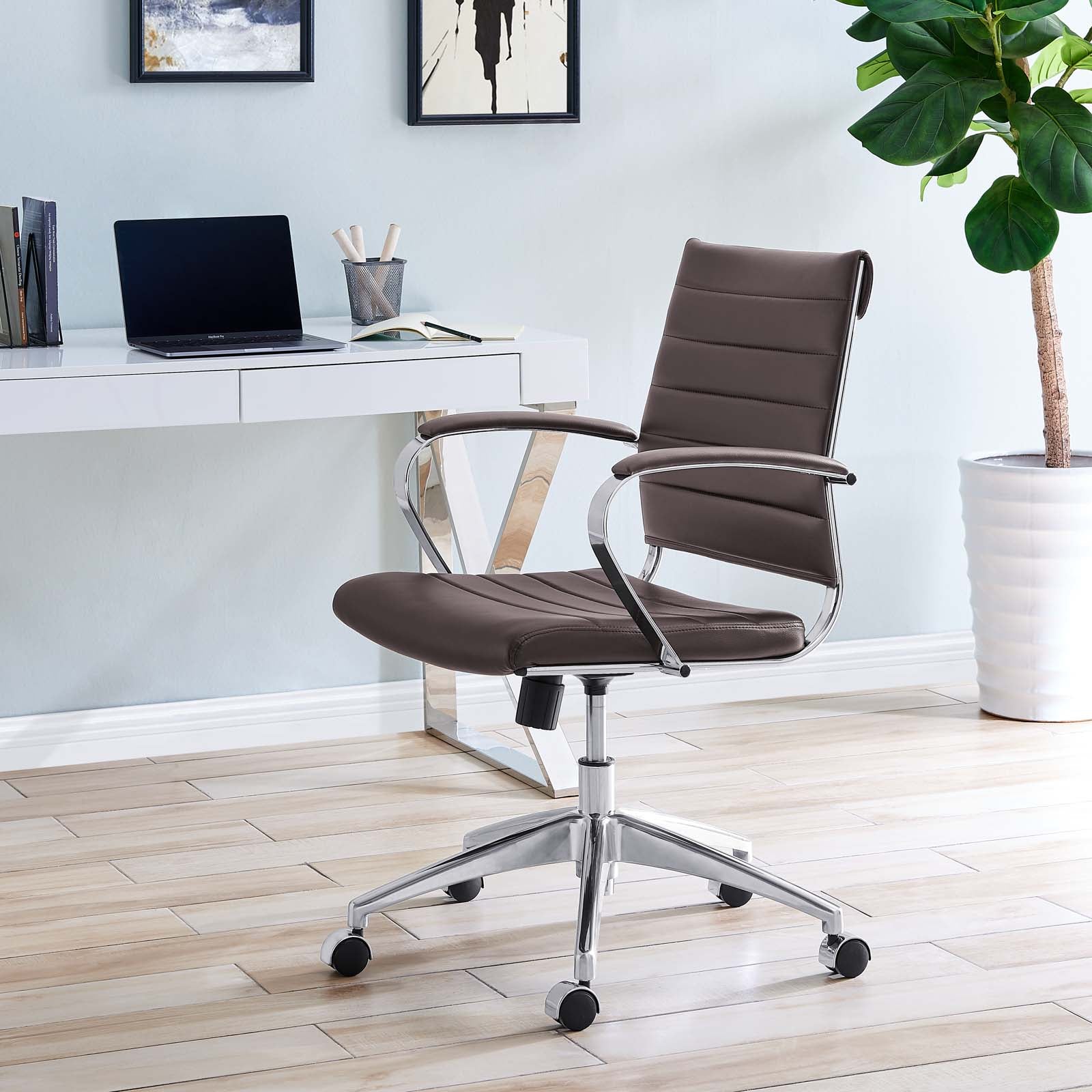 Modway Task Chairs - Jive Mid Back Office Chair Brown