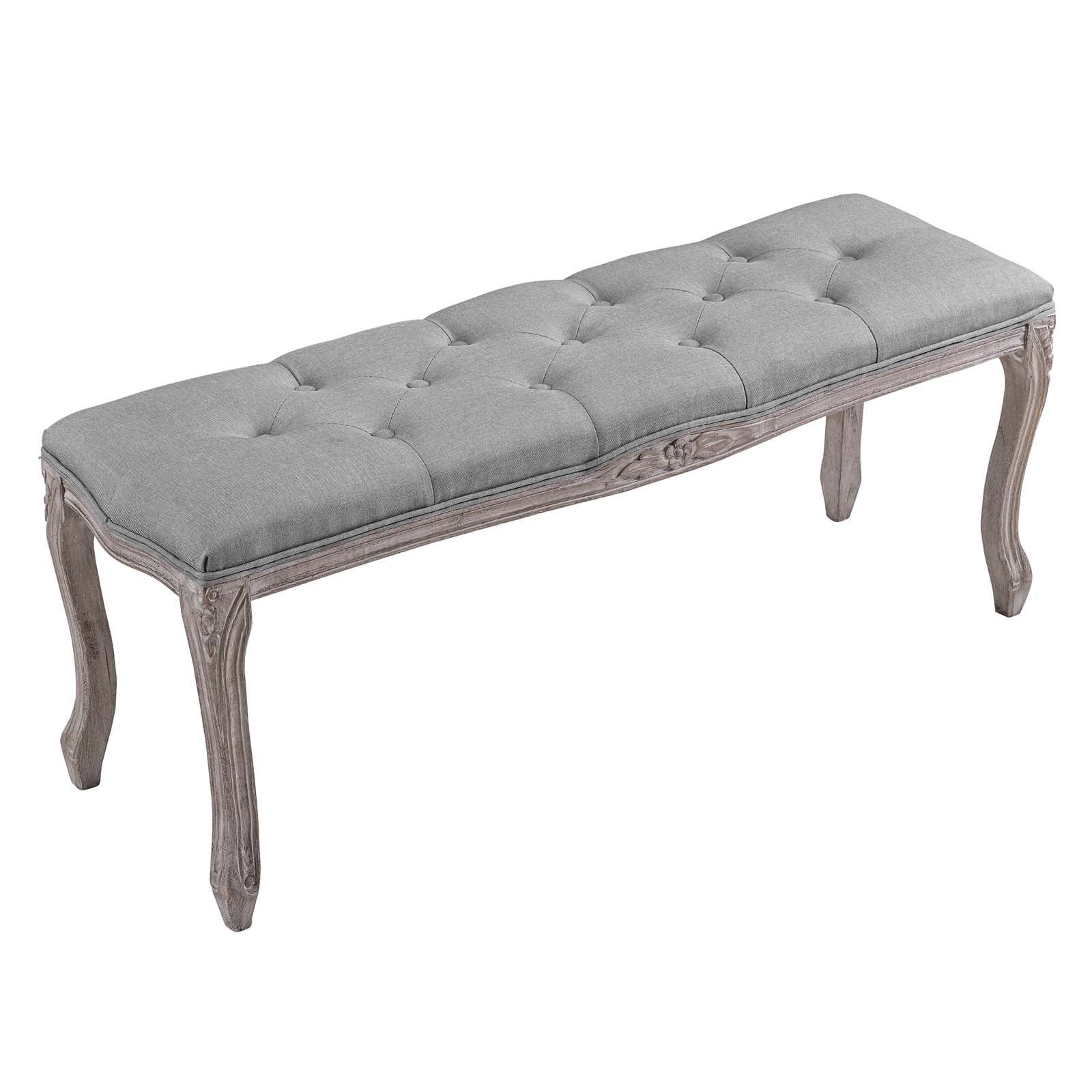 Modway Benches - Regal Vintage French Upholstered Fabric Bench Light Gray