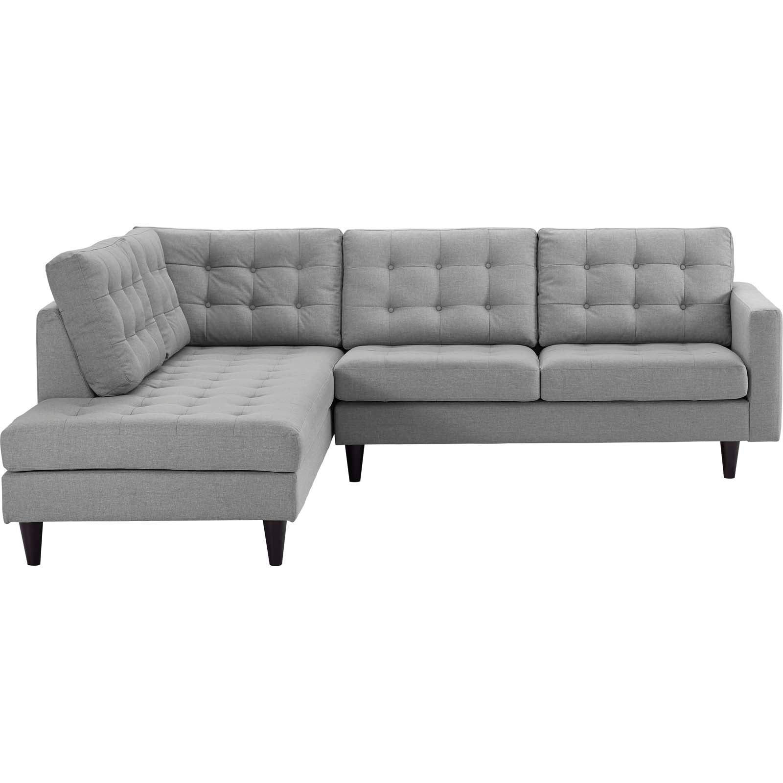 Modway Sectional Sofas - Empress 2 Piece Upholstered Fabric Left Facing Bumper Sectional Light Gray