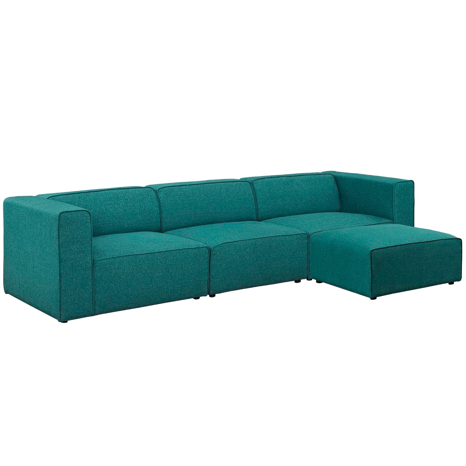 Modway Sectional Sofas - Mingle Upholstered Reversible Sectional Sofa Teal