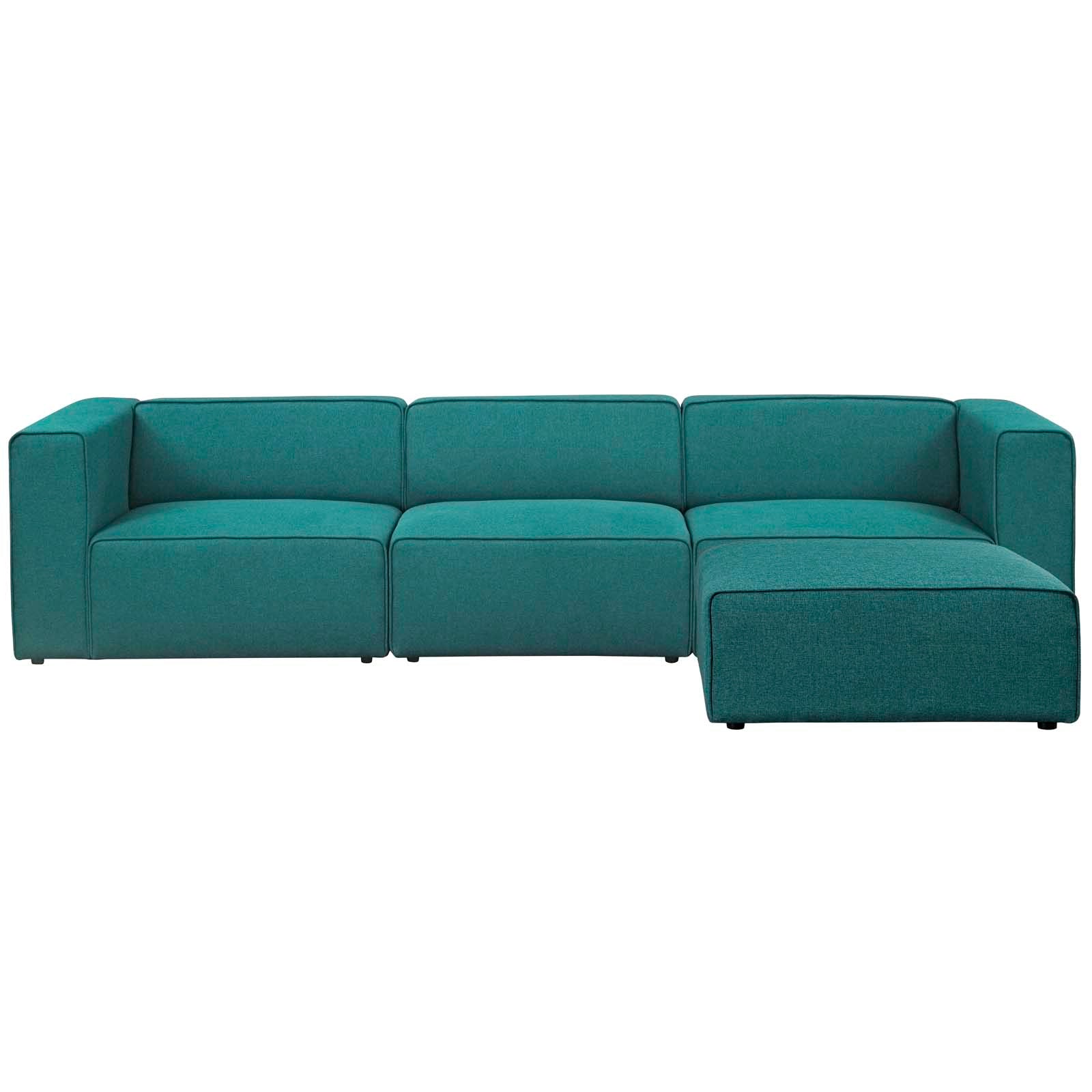 Modway Sectional Sofas - Mingle Upholstered Reversible Sectional Sofa Teal